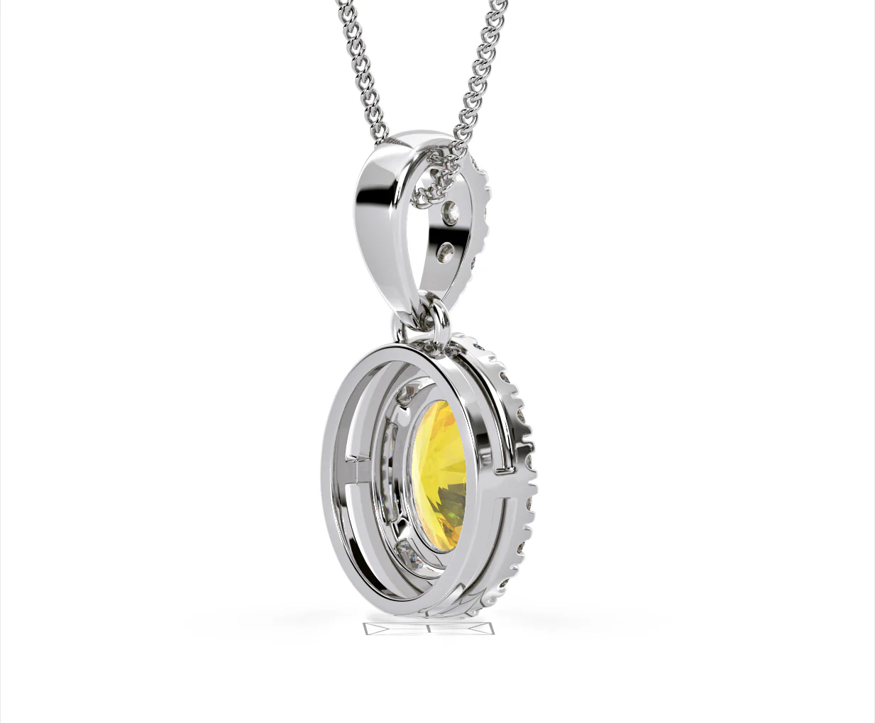 Georgina Yellow Lab Diamond Oval Halo Necklace 1.38ct in 18K White Gold - Elara Collection - Image 58