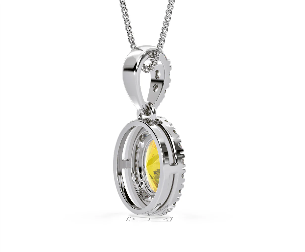 Georgina Yellow Lab Diamond Oval Halo Necklace 1.38ct in 18K White Gold - Elara Collection - Image 59