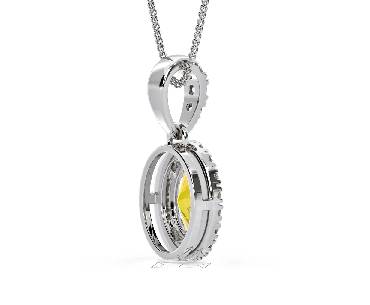 Georgina Yellow Lab Diamond Oval Halo Necklace 1.38ct in 18K White Gold - Elara Collection - Image 60