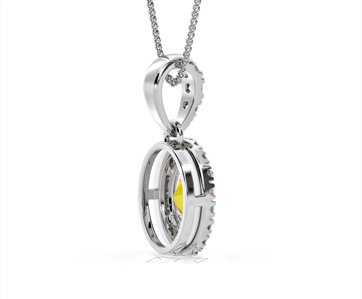 Georgina Yellow Lab Diamond Oval Halo Necklace 1.38ct in 18K White Gold - Elara Collection - Image 61