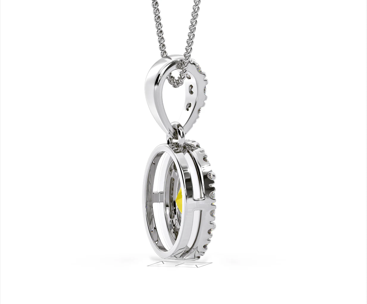 Georgina Yellow Lab Diamond Oval Halo Necklace 1.38ct in 18K White Gold - Elara Collection - Image 62
