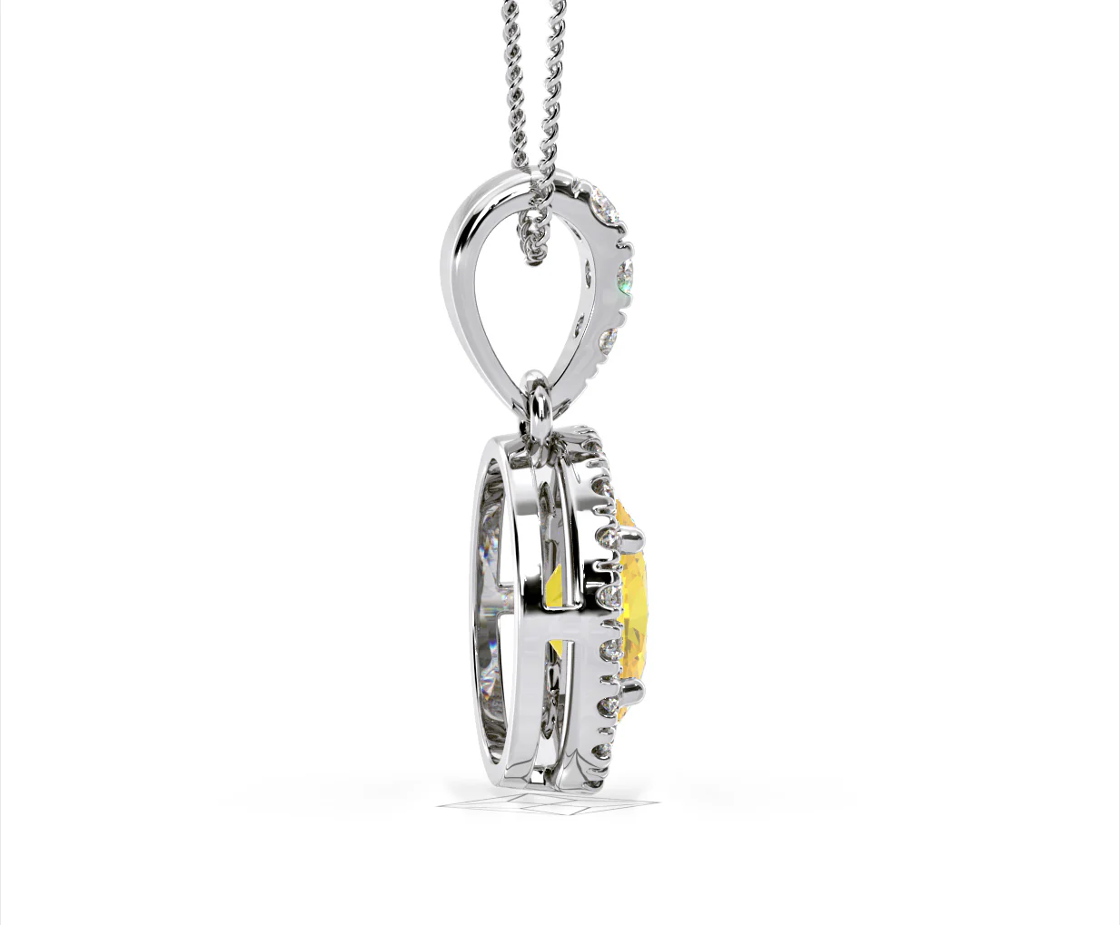Georgina Yellow Lab Diamond Oval Halo Necklace 1.38ct in 18K White Gold - Elara Collection - Image 66