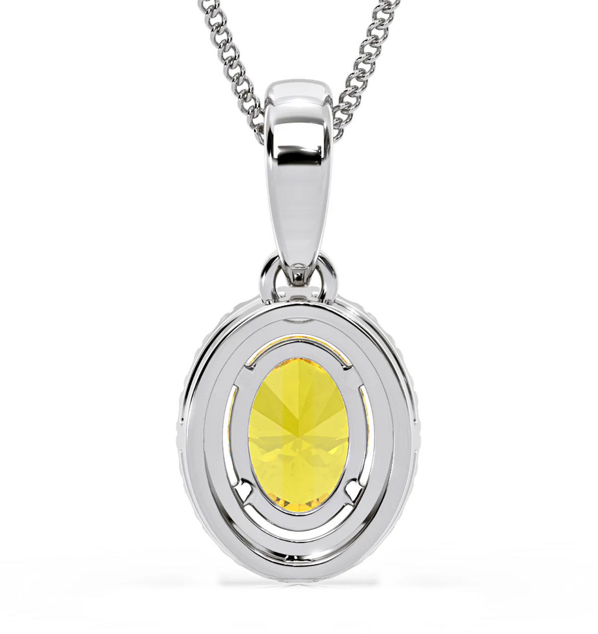 Georgina Yellow Lab Diamond Oval Halo Necklace 1.38ct in 18K White Gold - Elara Collection - Image 7