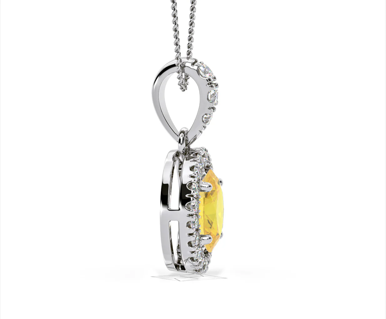 Georgina Yellow Lab Diamond Oval Halo Necklace 1.38ct in 18K White Gold - Elara Collection - Image 71
