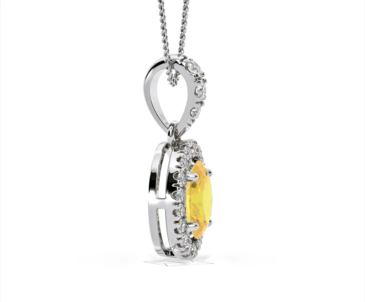 Georgina Yellow Lab Diamond Oval Halo Necklace 1.38ct in 18K White Gold - Elara Collection - Image 72
