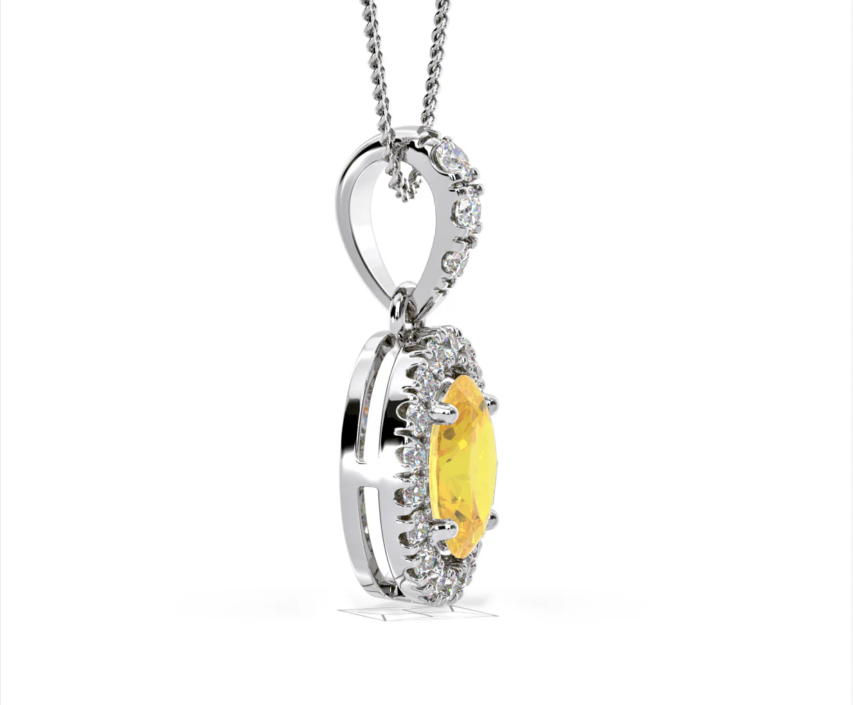 Georgina Yellow Lab Diamond Oval Halo Necklace 1.38ct in 18K White Gold - Elara Collection - Image 73