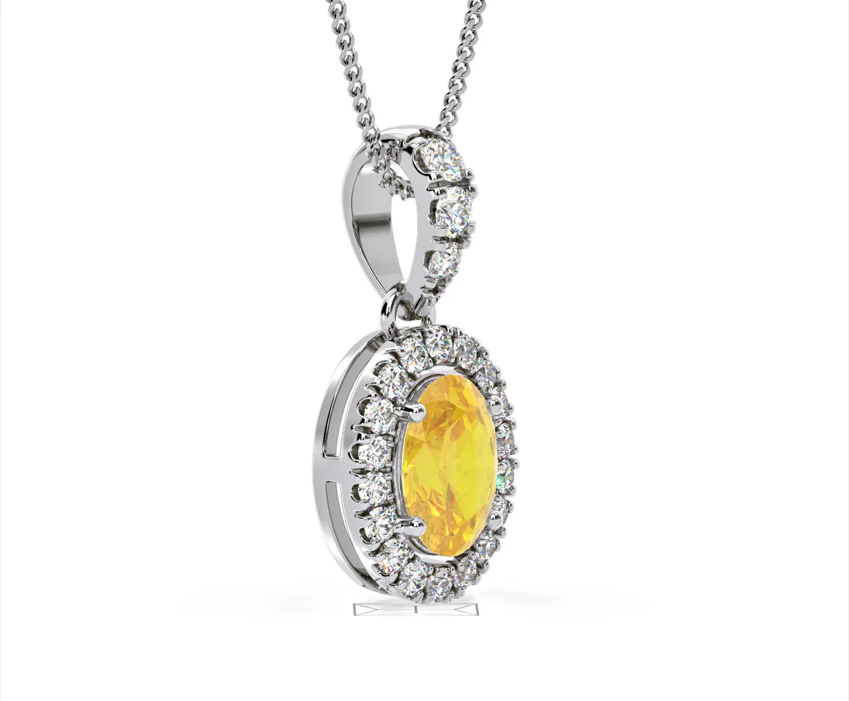 Georgina Yellow Lab Diamond Oval Halo Necklace 1.38ct in 18K White Gold - Elara Collection - Image 78