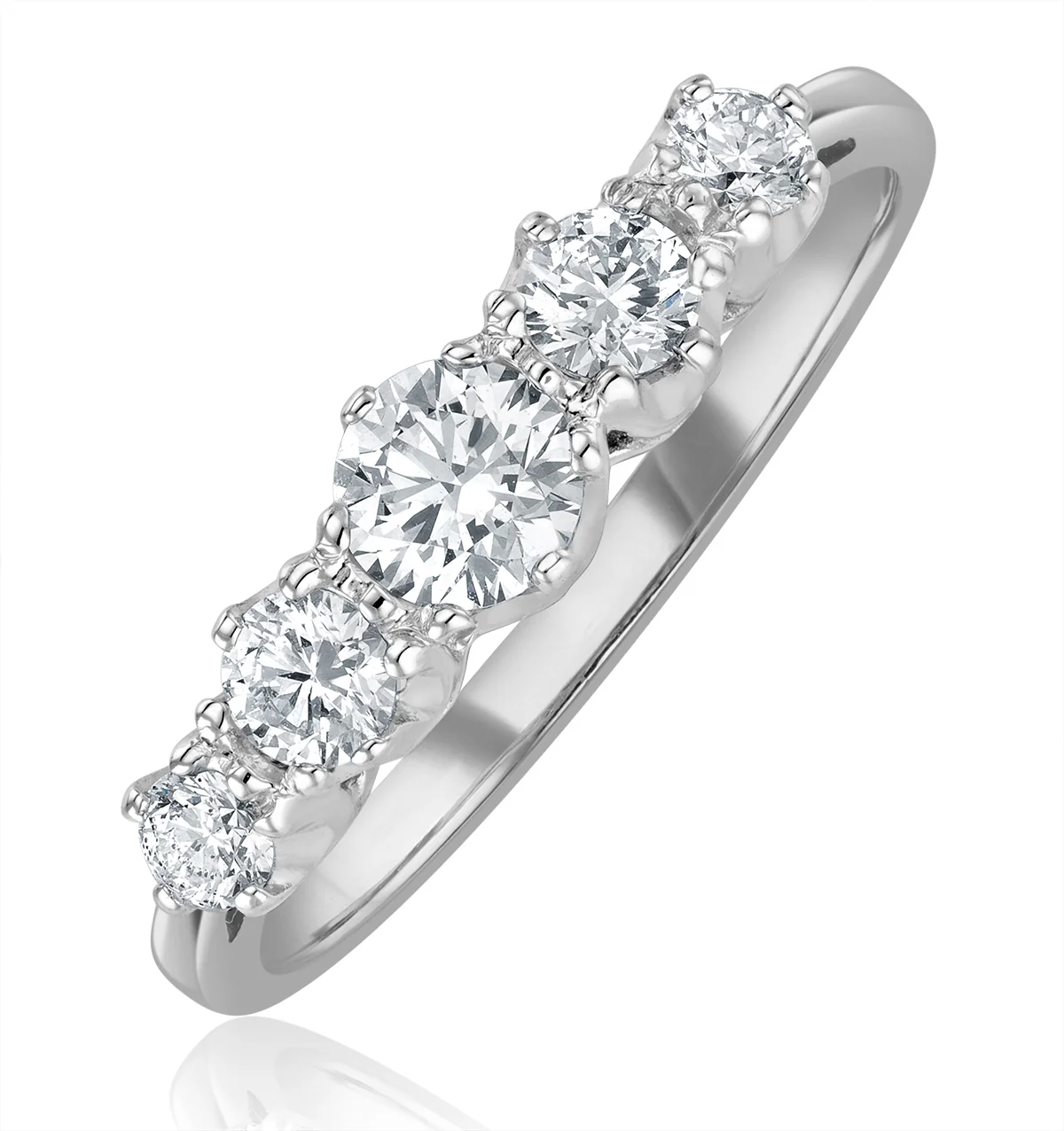 Grace 18K White Gold 5 Stone Diamond Eternity Ring 0.75CT G/VS