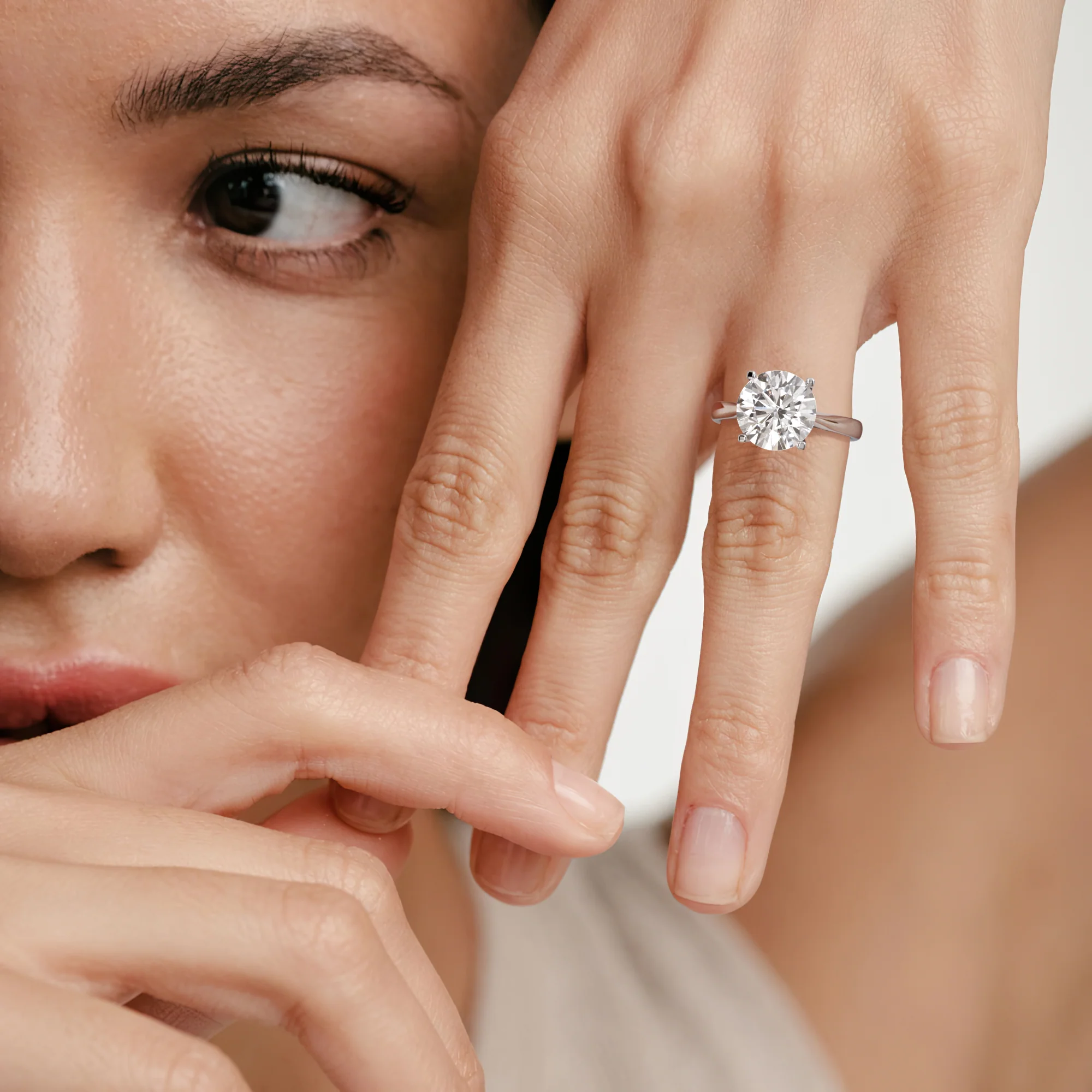 Grace 5.00ct Lab Diamond Round Cut Engagement Ring in 18K White Gold G/VS1 - Image 2