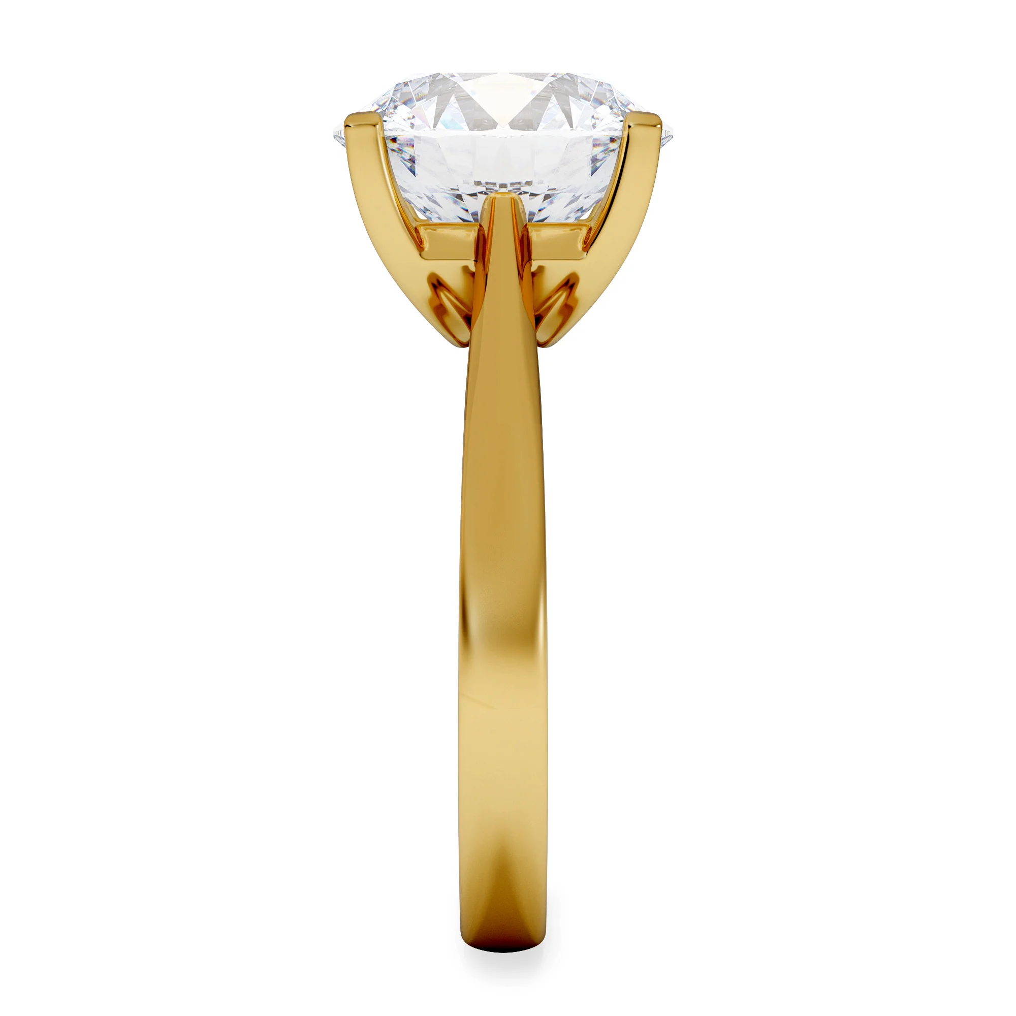 Grace 5.00ct Lab Diamond Round Cut Engagement Ring in 18K Yellow Gold G/VS1 - Image 5