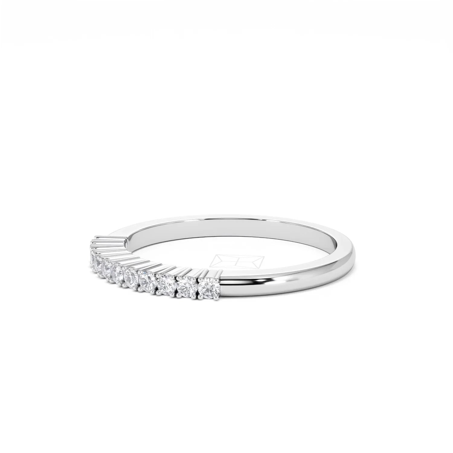 Half Eternity Ring 0.15CT Claw Set Lab Diamond 9K White Gold - Image 78