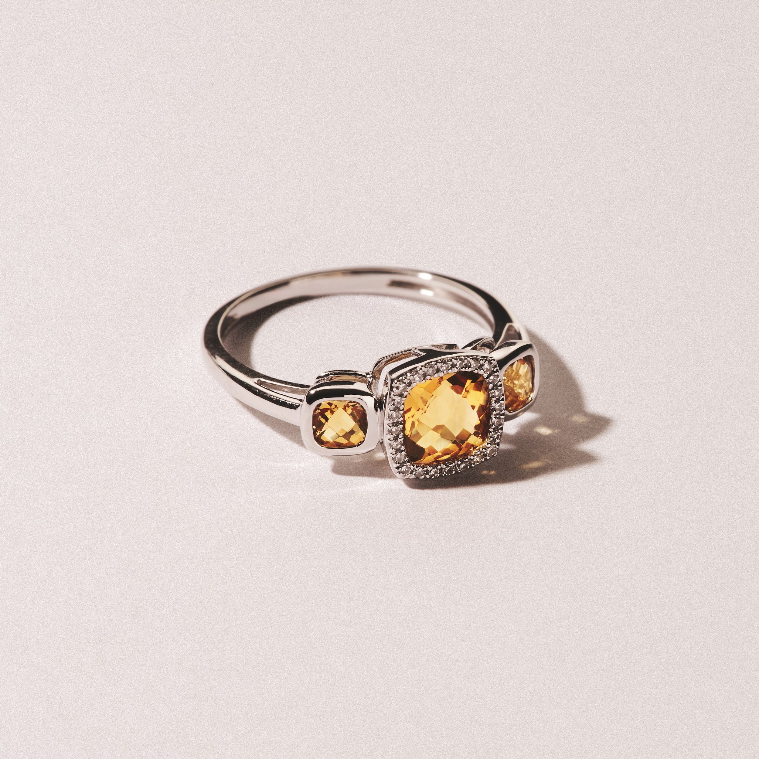 Halo 1.26ct Citrine and Diamond Stellato Ring in 9K White Gold - Image 6