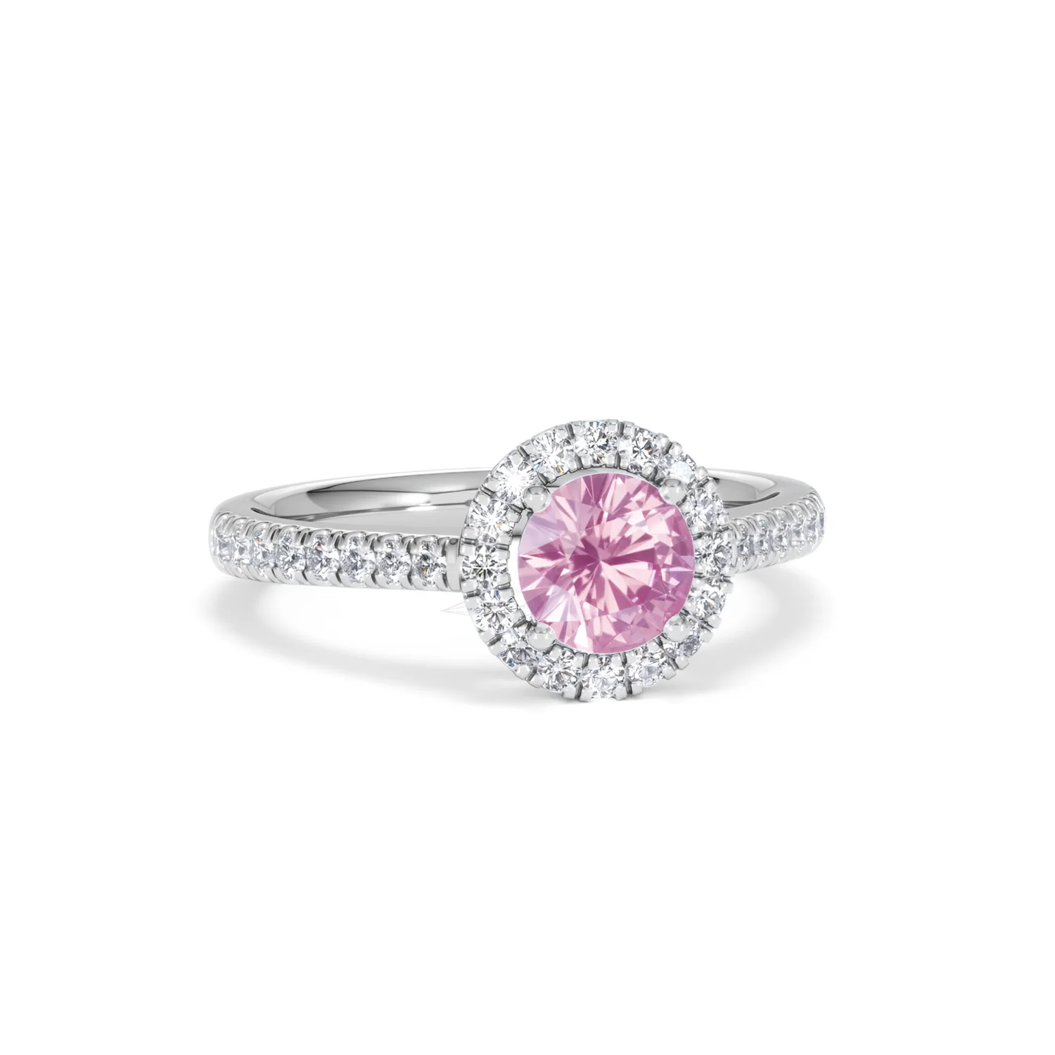 Halo 18K White Gold Diamond and Pink Sapphire Ring 0.36ct - Image 11