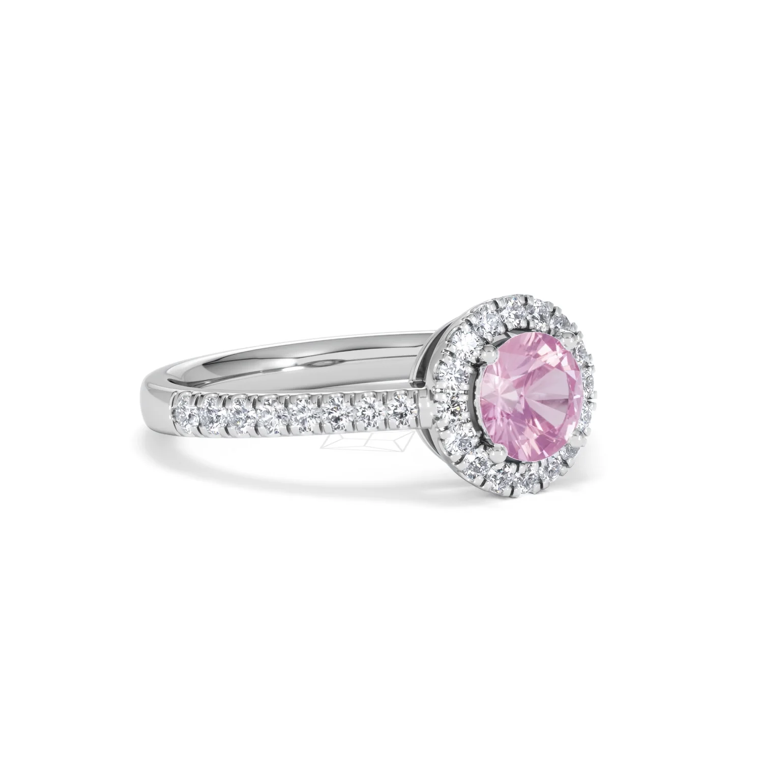 Halo 18K White Gold Diamond and Pink Sapphire Ring 0.36ct - Image 16