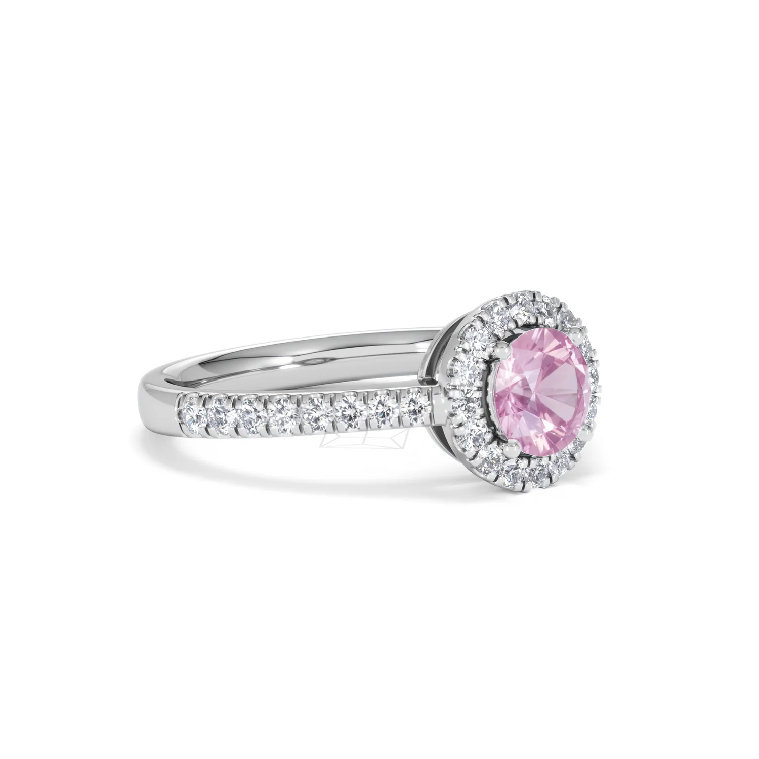 Halo 18K White Gold Diamond and Pink Sapphire Ring 0.36ct - Image 17