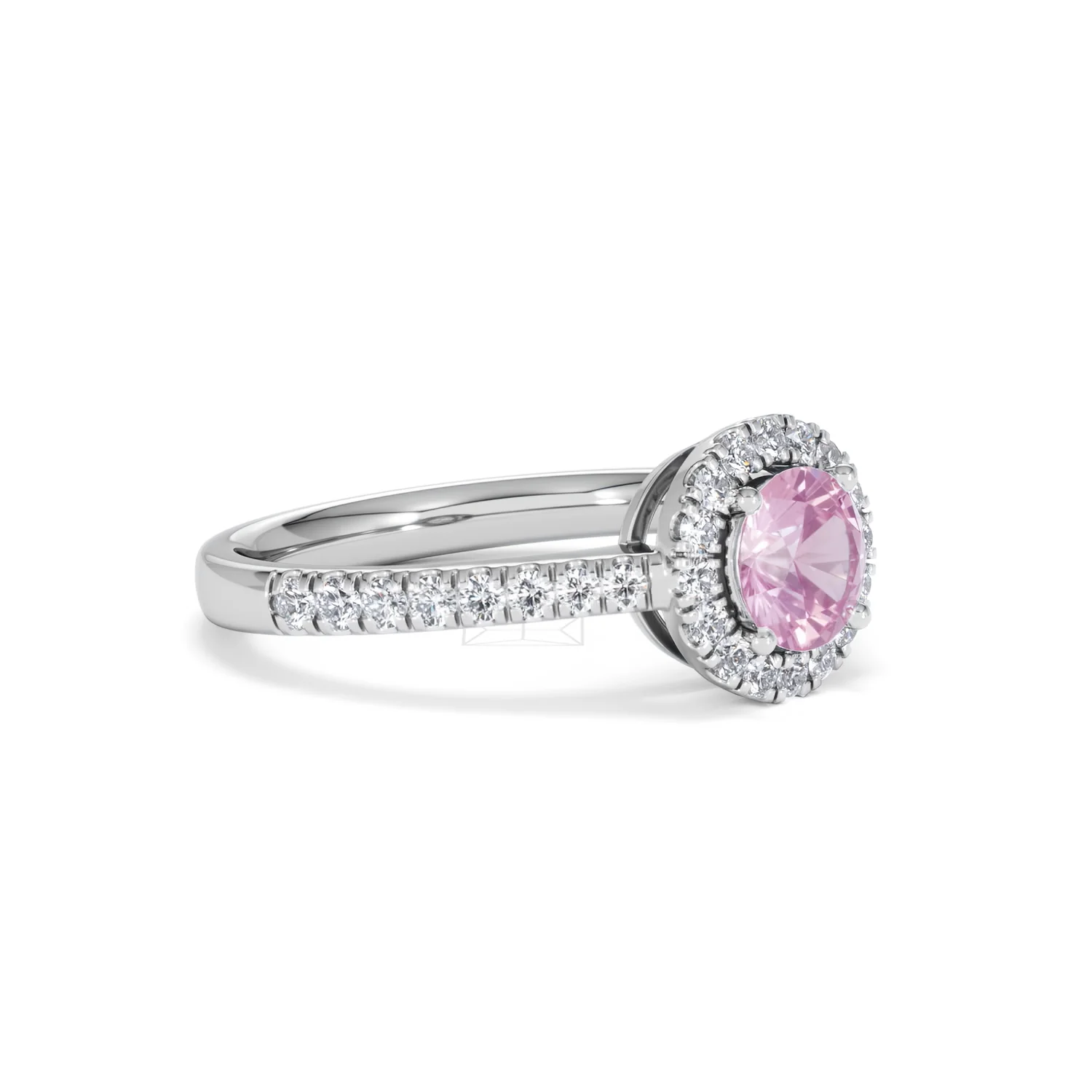 Halo 18K White Gold Diamond and Pink Sapphire Ring 0.36ct - Image 18
