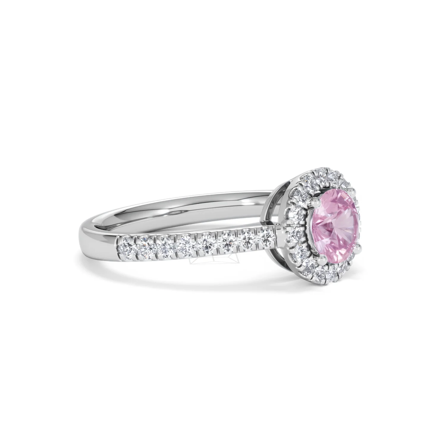 Halo 18K White Gold Diamond and Pink Sapphire Ring 0.36ct - Image 19