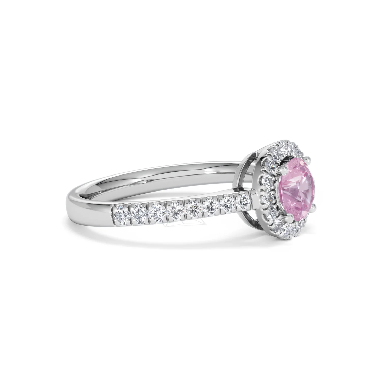 Halo 18K White Gold Diamond and Pink Sapphire Ring 0.36ct - Image 21