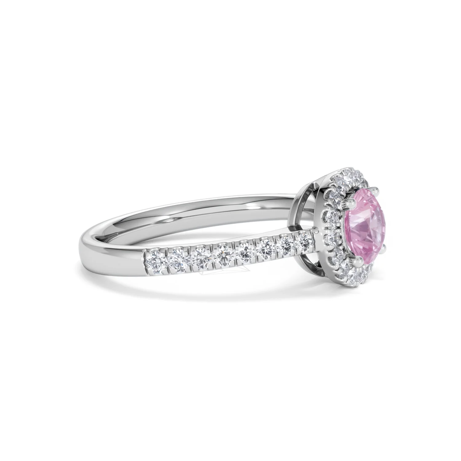 Halo 18K White Gold Diamond and Pink Sapphire Ring 0.36ct - Image 22