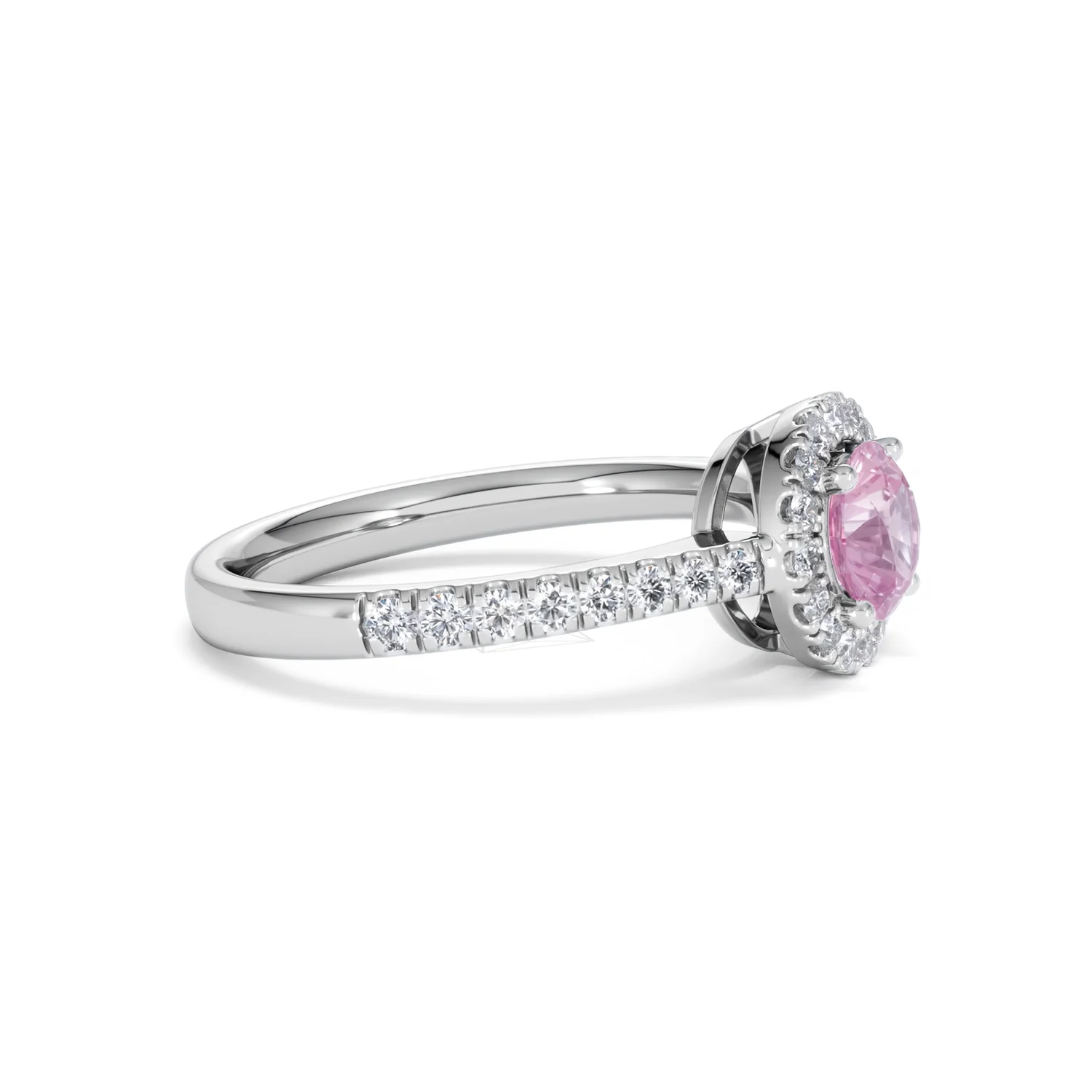 Halo 18K White Gold Diamond and Pink Sapphire Ring 0.36ct - Image 23
