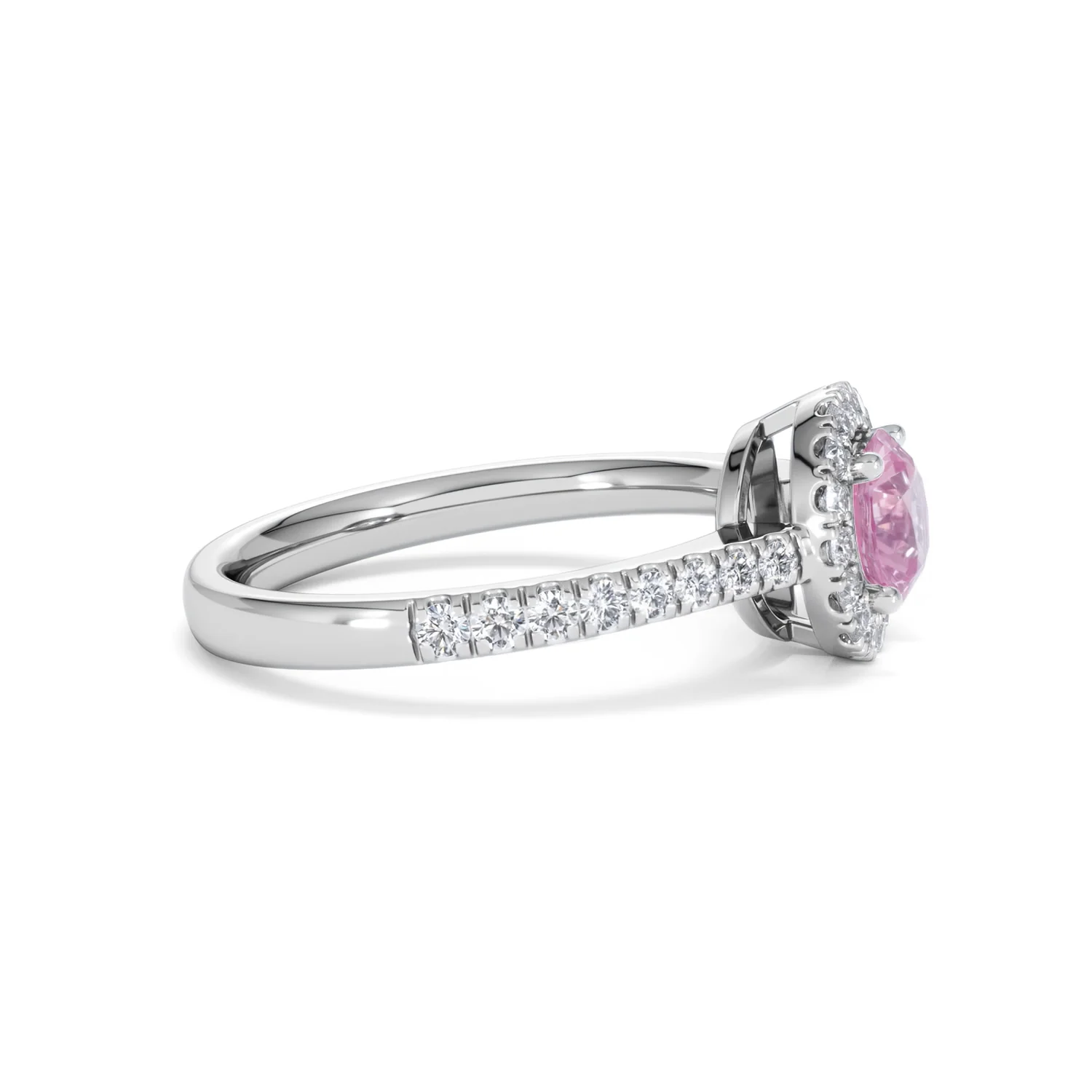Halo 18K White Gold Diamond and Pink Sapphire Ring 0.36ct - Image 25
