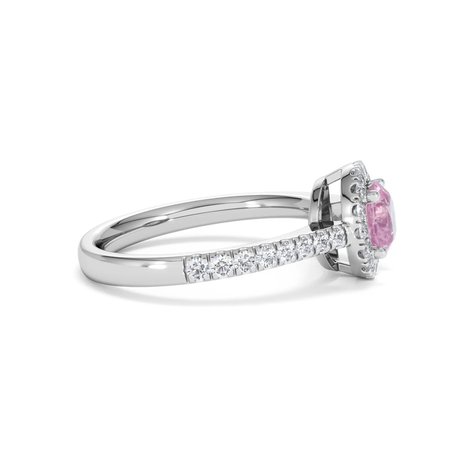 Halo 18K White Gold Diamond and Pink Sapphire Ring 0.36ct - Image 26
