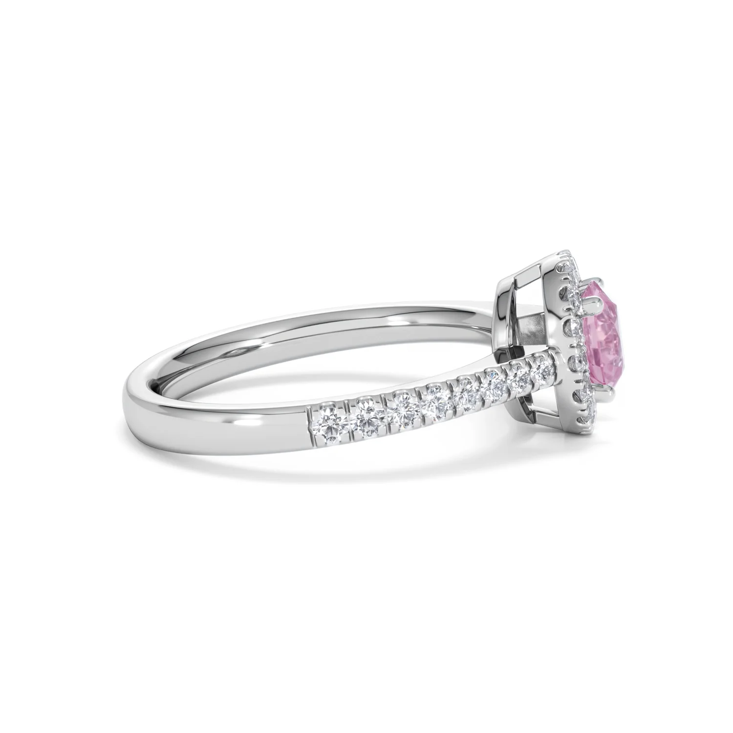 Halo 18K White Gold Diamond and Pink Sapphire Ring 0.36ct - Image 27