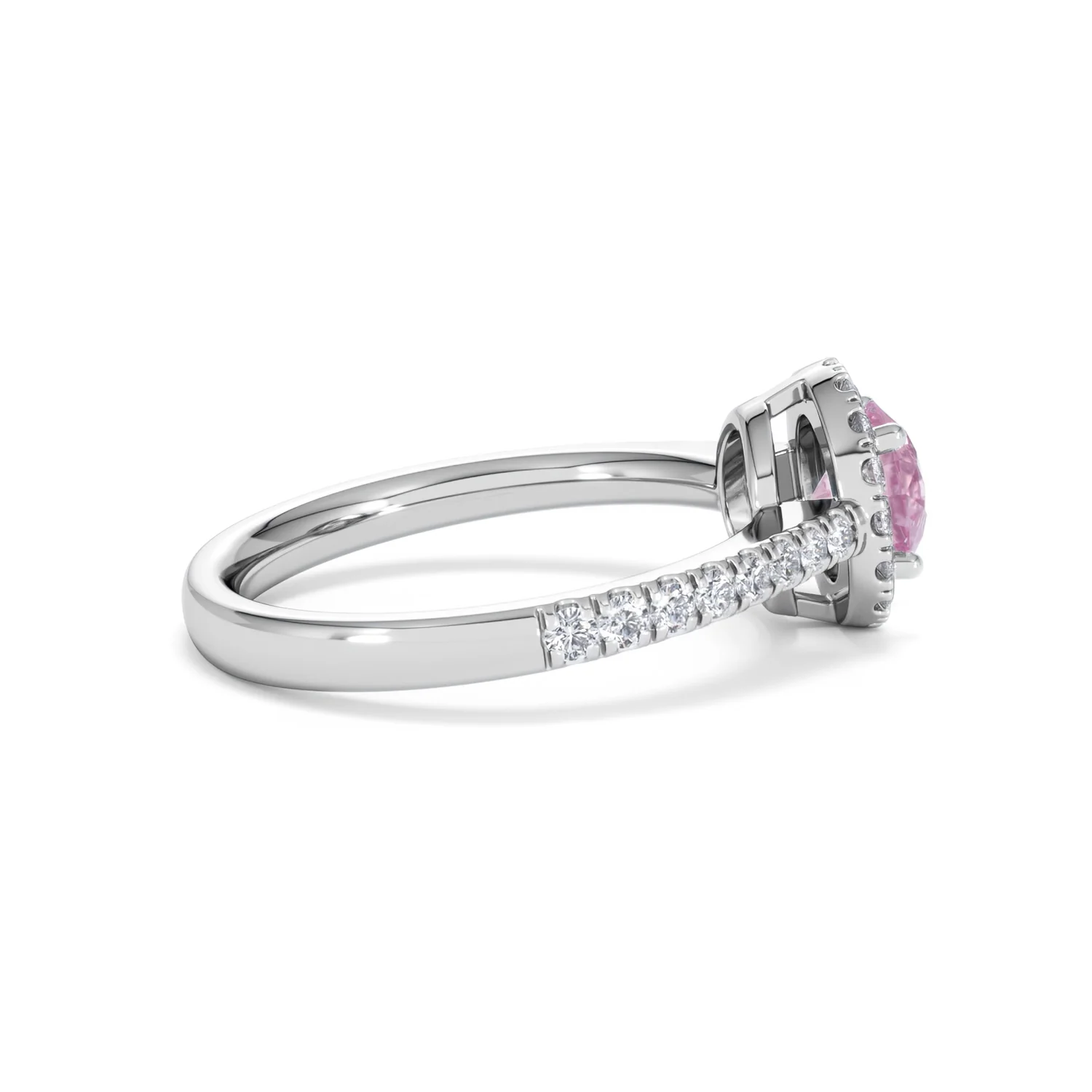 Halo 18K White Gold Diamond and Pink Sapphire Ring 0.36ct - Image 30
