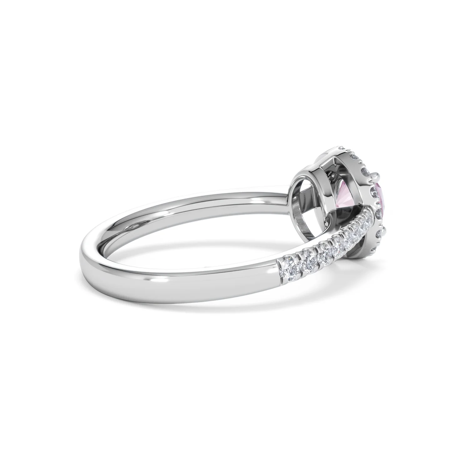 Halo 18K White Gold Diamond and Pink Sapphire Ring 0.36ct - Image 34
