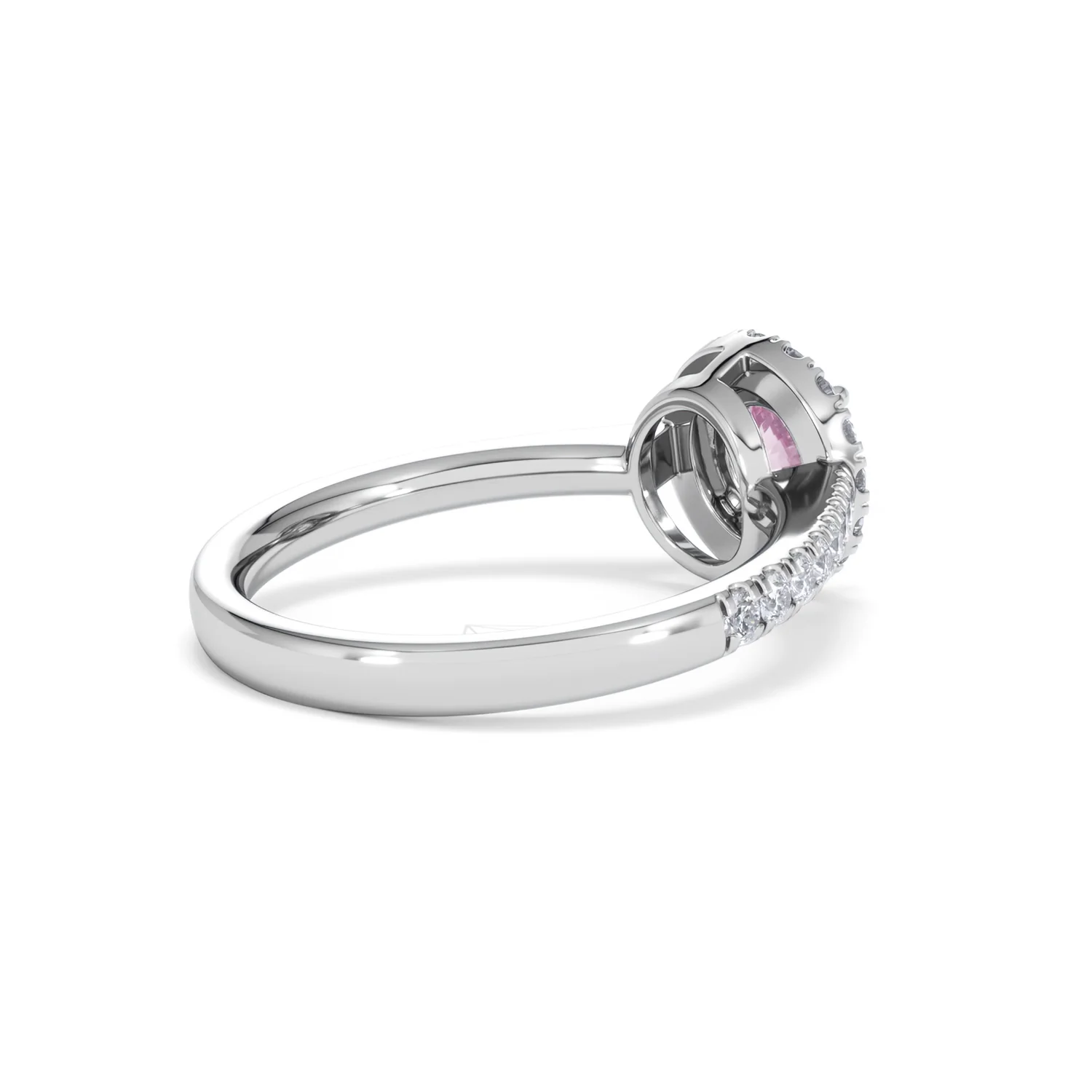Halo 18K White Gold Diamond and Pink Sapphire Ring 0.36ct - Image 37
