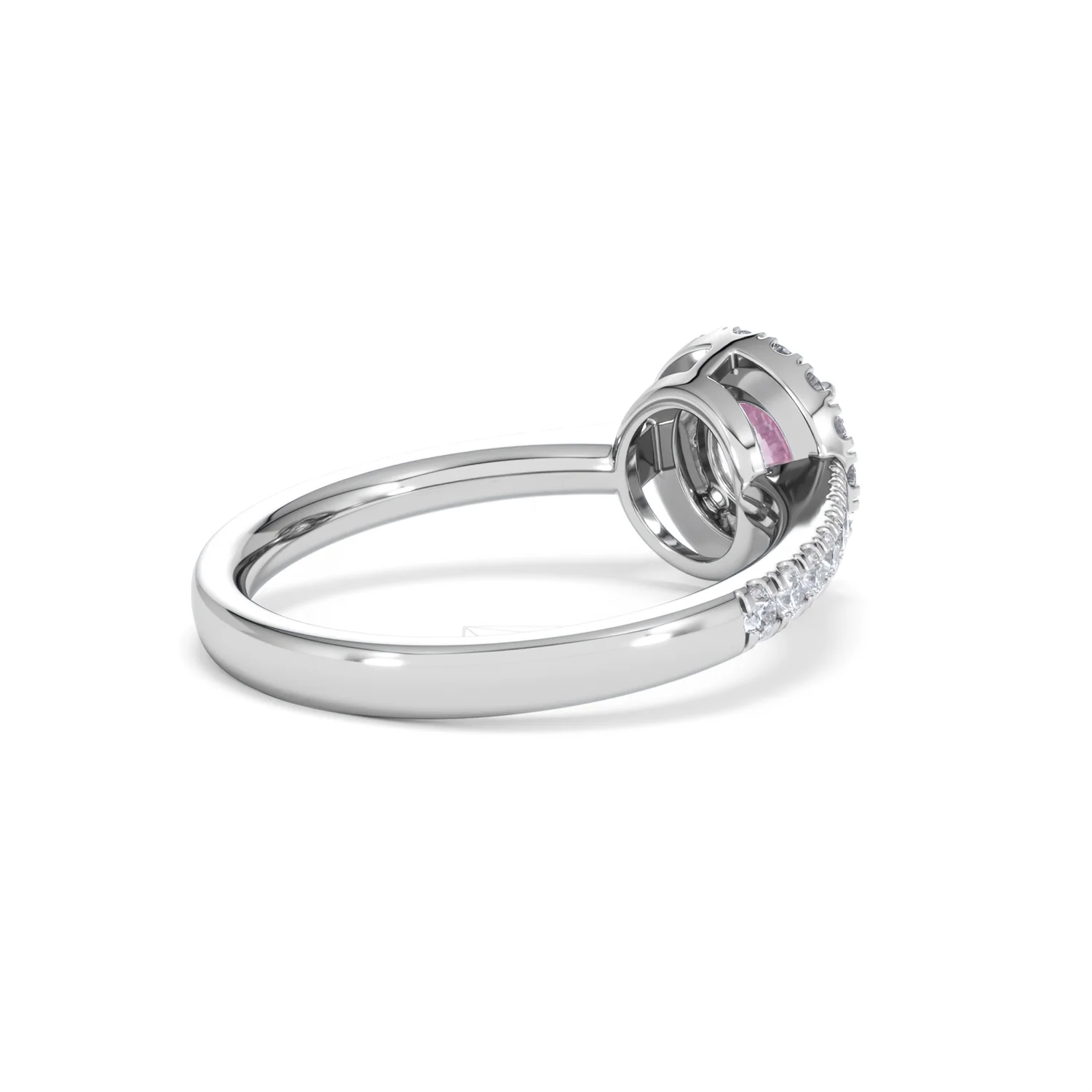 Halo 18K White Gold Diamond and Pink Sapphire Ring 0.36ct - Image 38