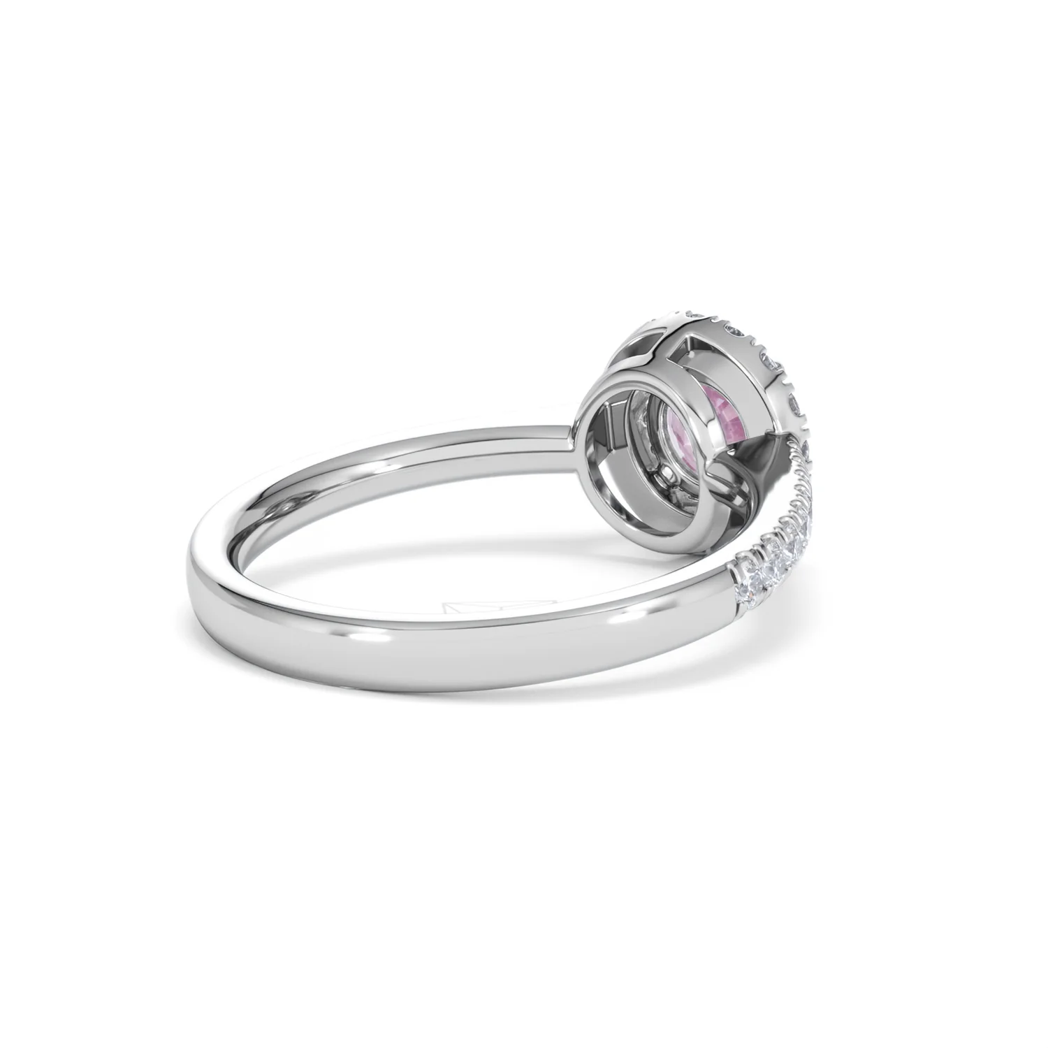 Halo 18K White Gold Diamond and Pink Sapphire Ring 0.36ct - Image 39