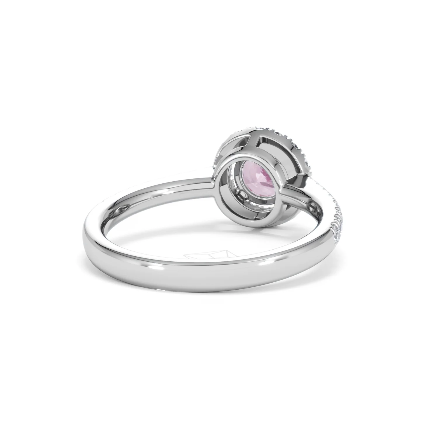 Halo 18K White Gold Diamond and Pink Sapphire Ring 0.36ct - Image 43