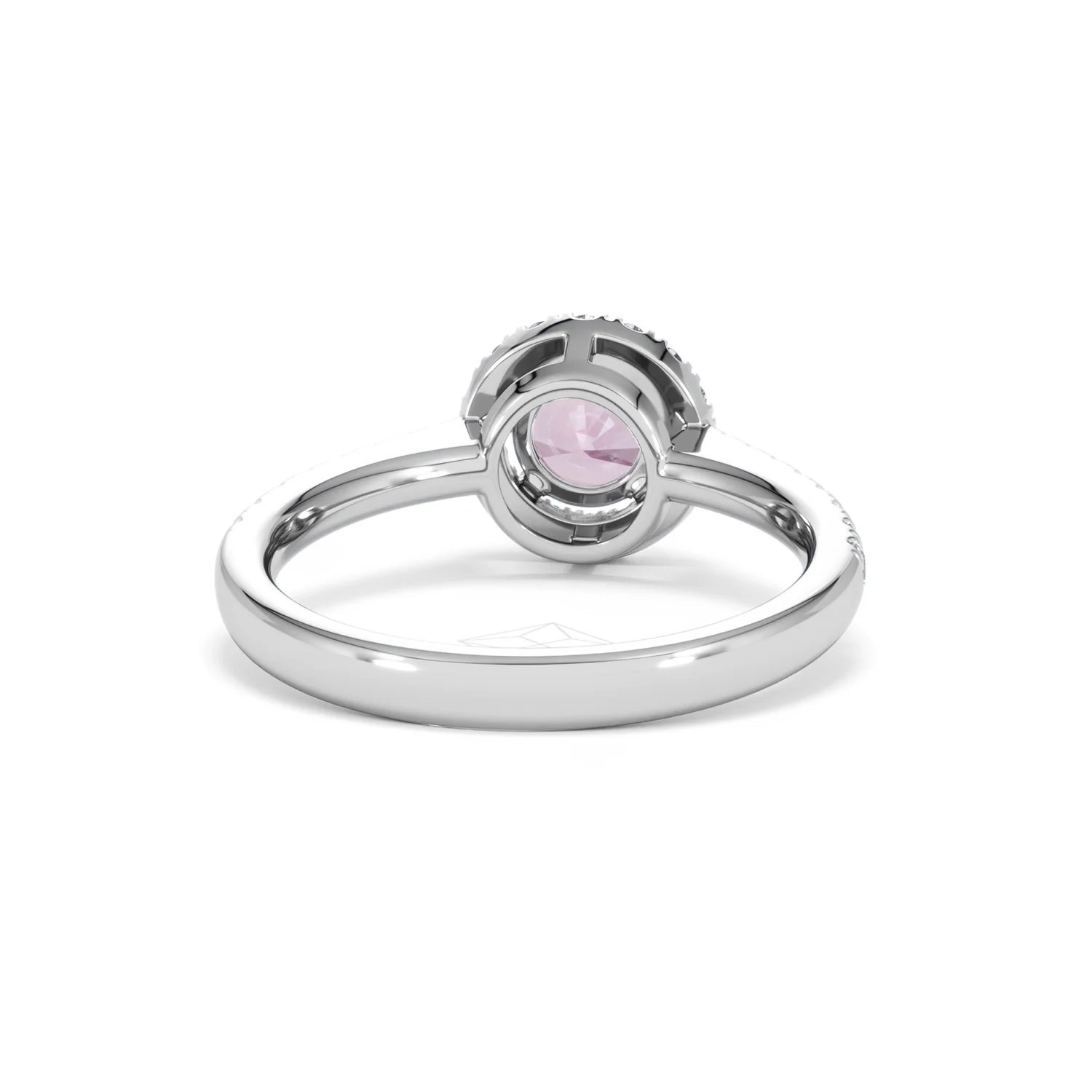 Halo 18K White Gold Diamond and Pink Sapphire Ring 0.36ct - Image 46