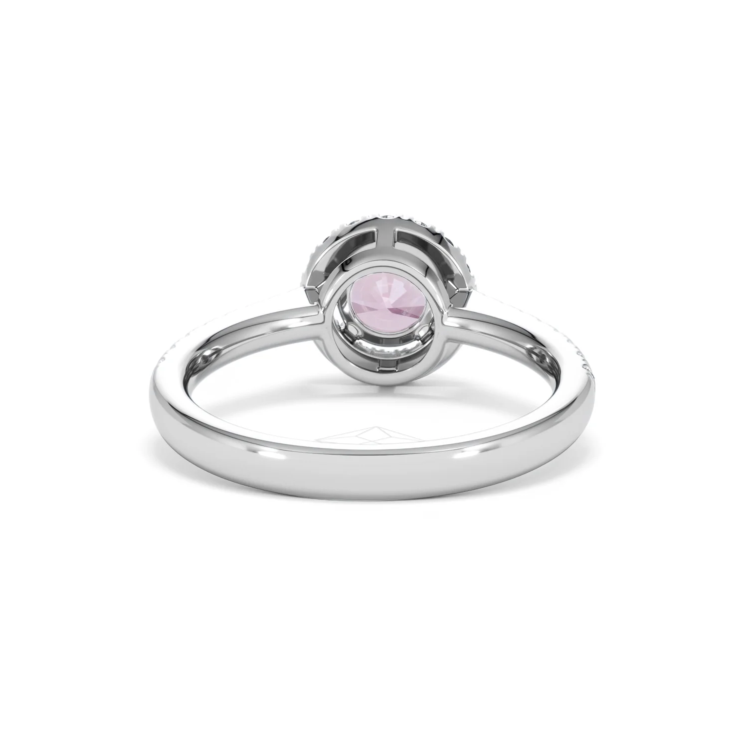 Halo 18K White Gold Diamond and Pink Sapphire Ring 0.36ct - Image 47