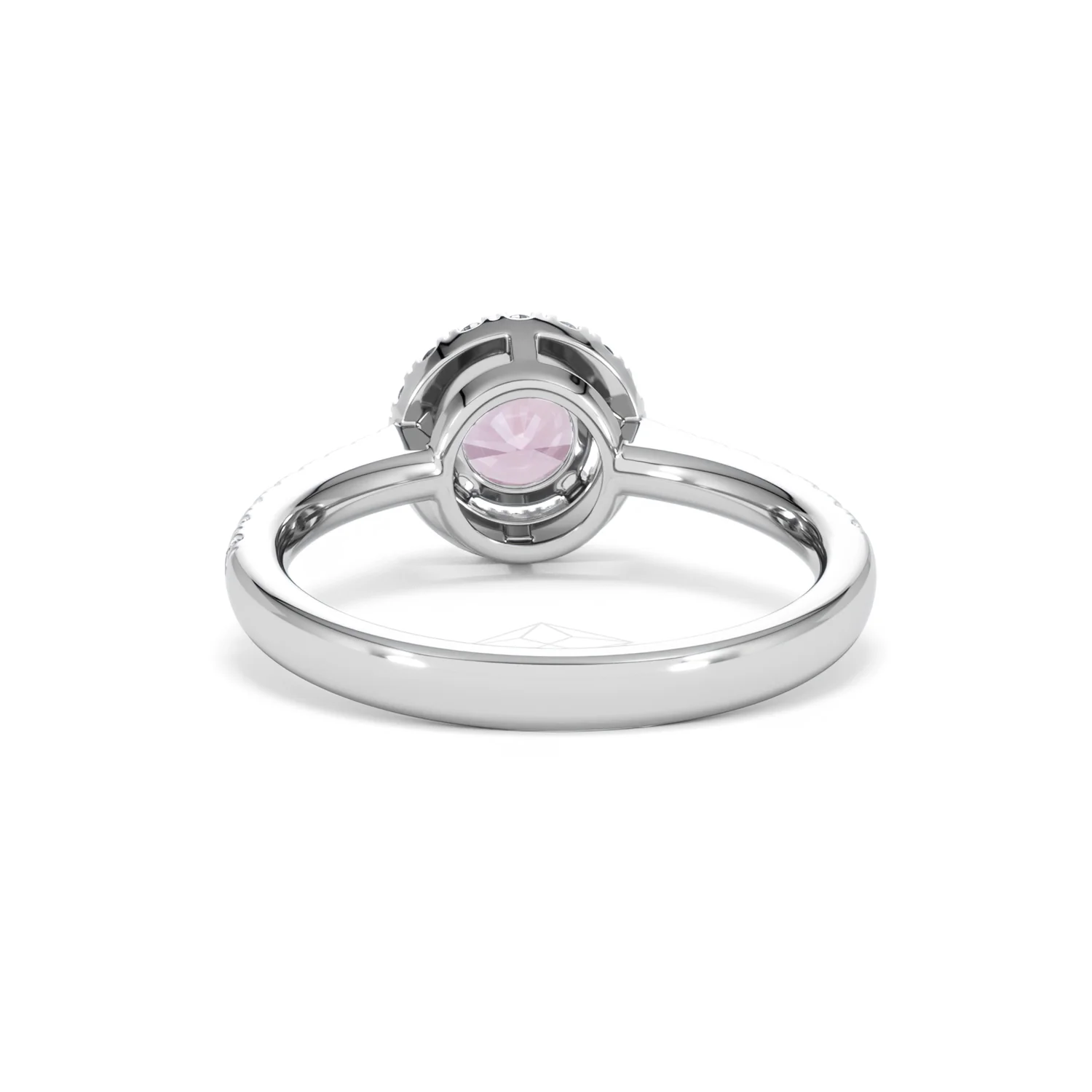 Halo 18K White Gold Diamond and Pink Sapphire Ring 0.36ct - Image 49