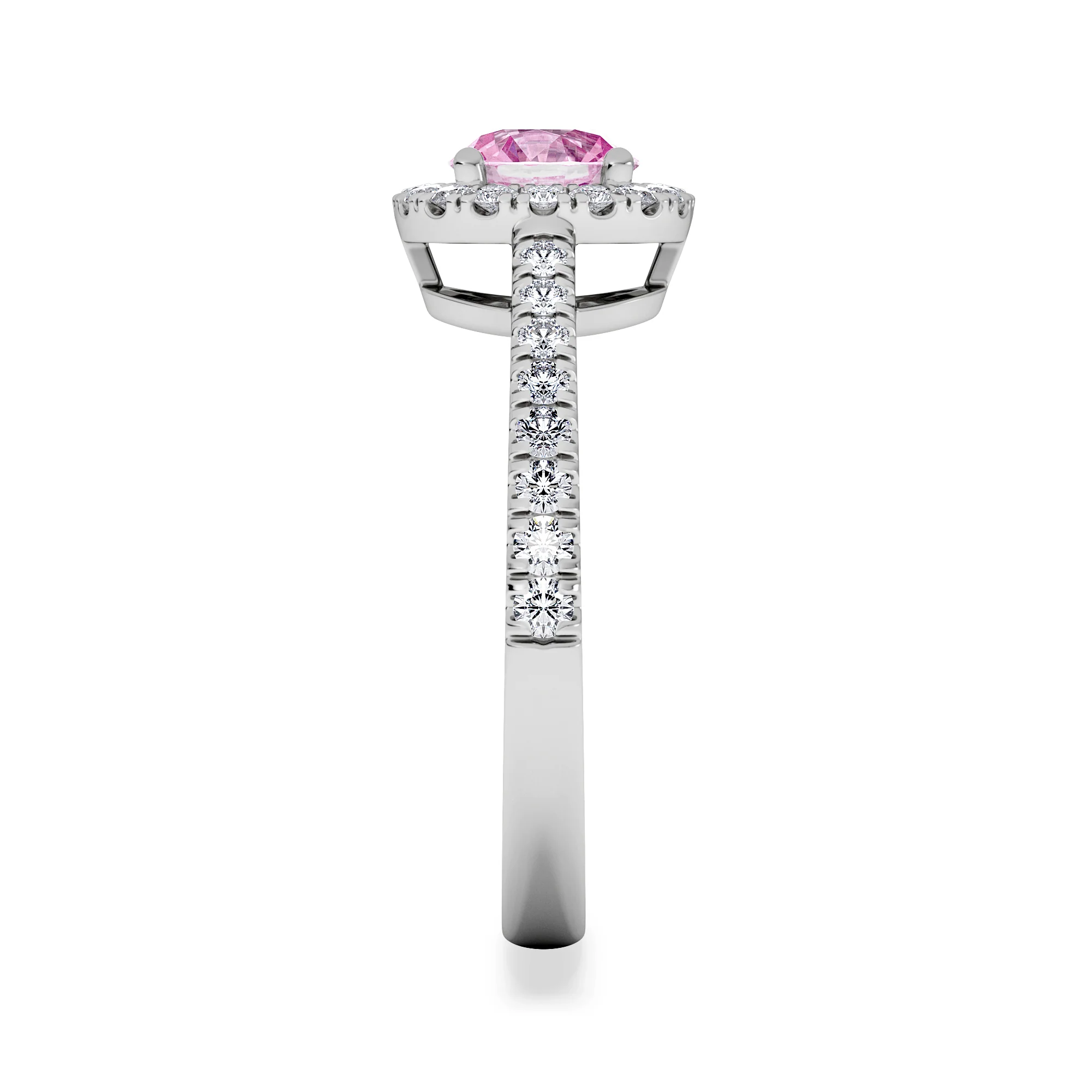 Halo 18K White Gold Diamond and Pink Sapphire Ring 0.36ct - Image 5