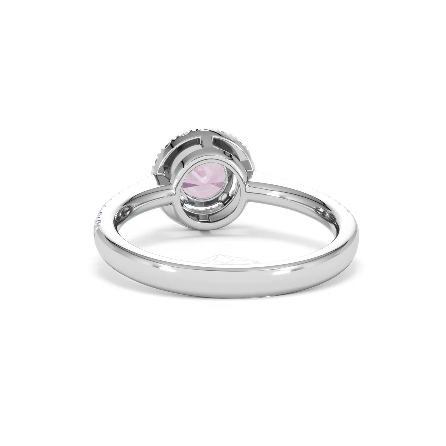 Halo 18K White Gold Diamond and Pink Sapphire Ring 0.36ct - Image 50