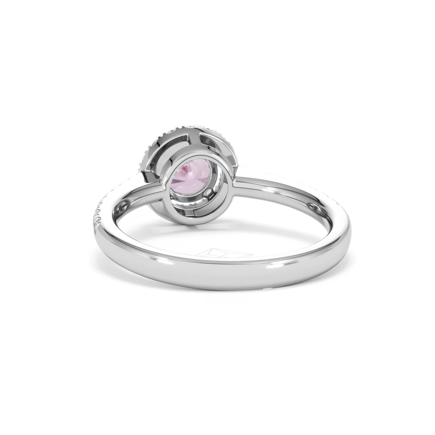 Halo 18K White Gold Diamond and Pink Sapphire Ring 0.36ct - Image 51
