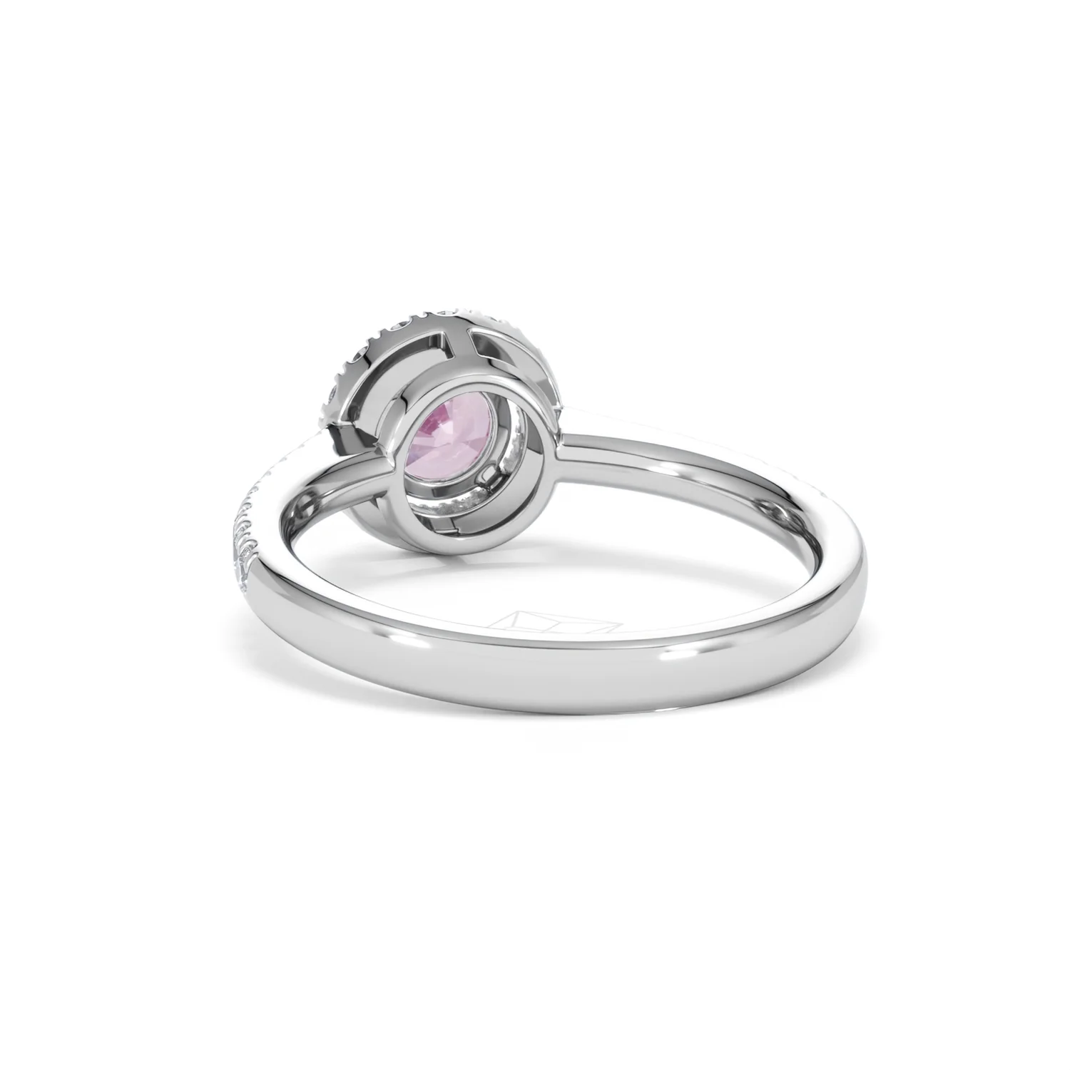 Halo 18K White Gold Diamond and Pink Sapphire Ring 0.36ct - Image 52