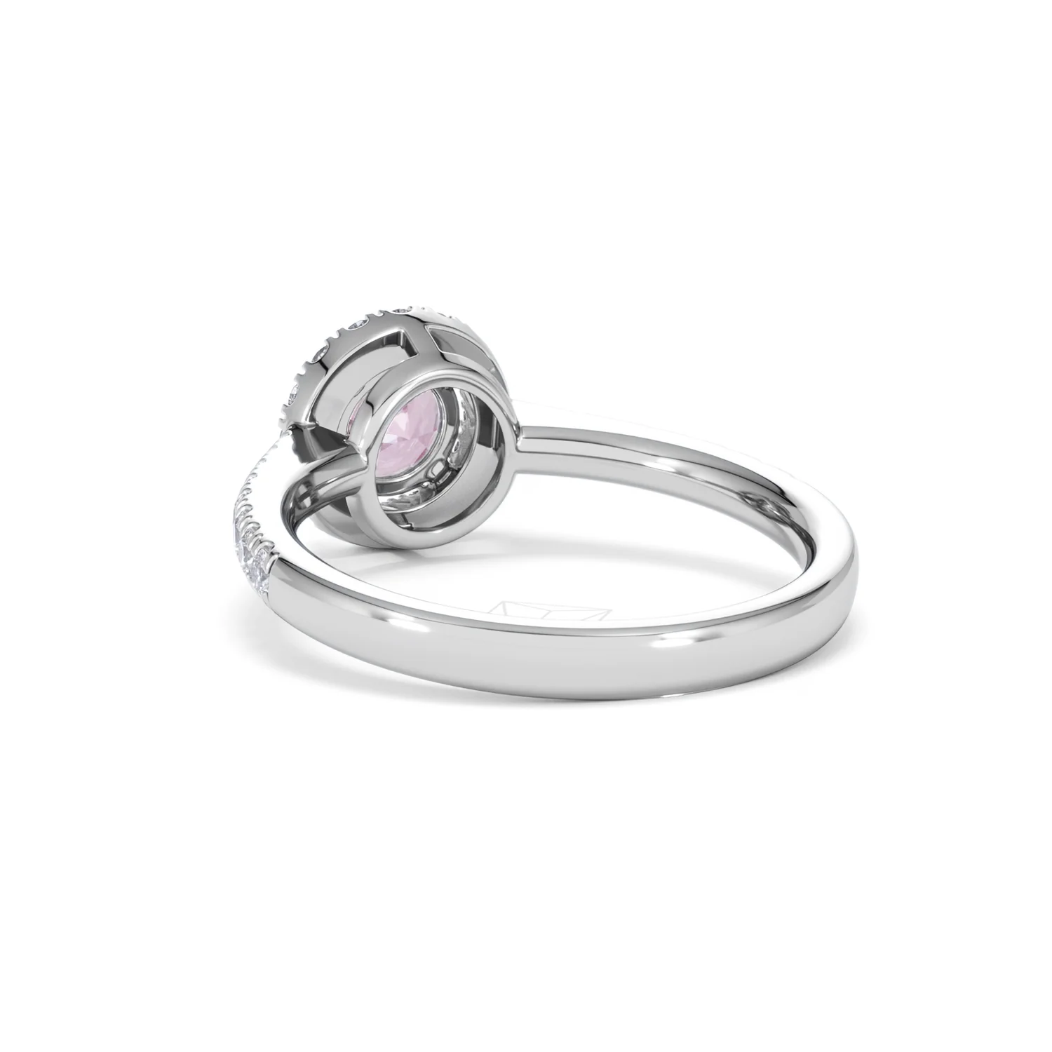 Halo 18K White Gold Diamond and Pink Sapphire Ring 0.36ct - Image 54