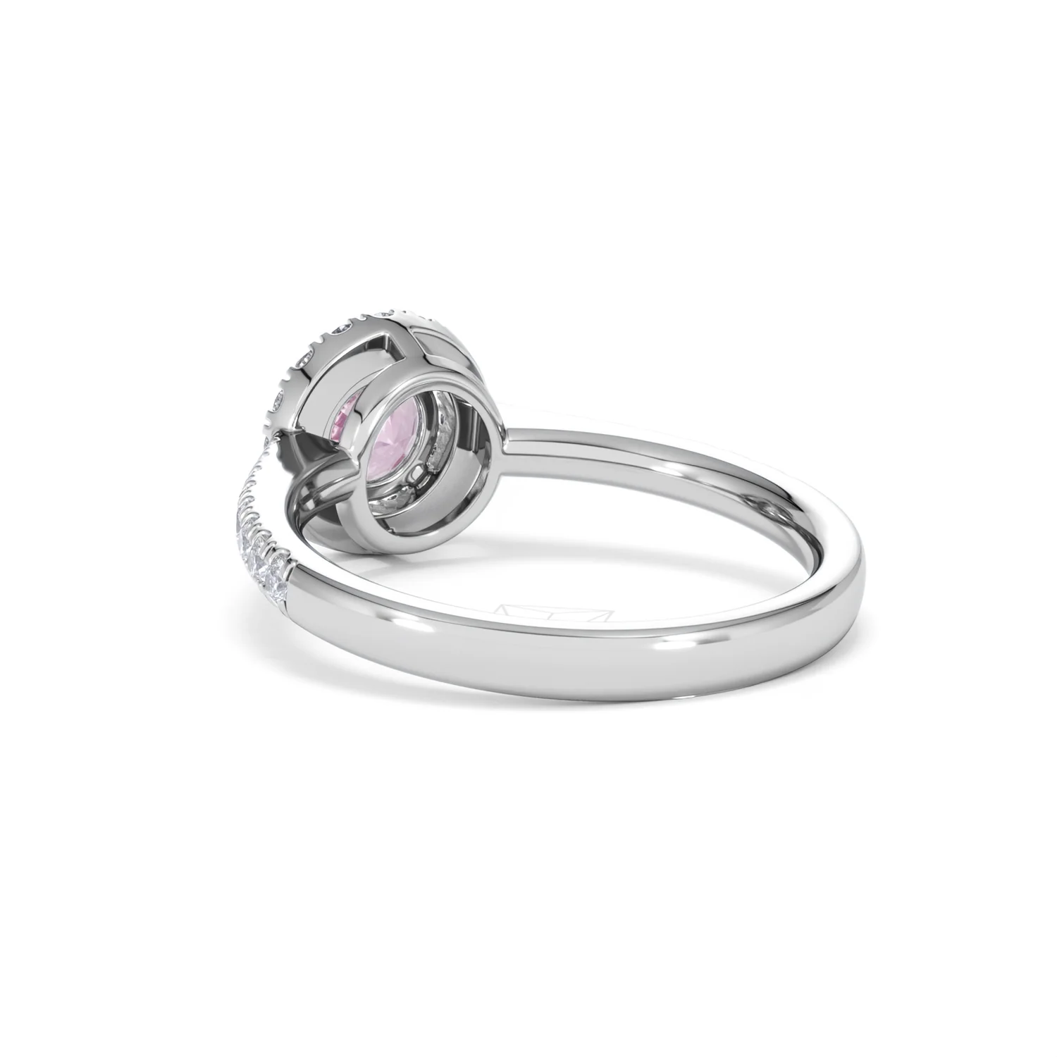 Halo 18K White Gold Diamond and Pink Sapphire Ring 0.36ct - Image 55