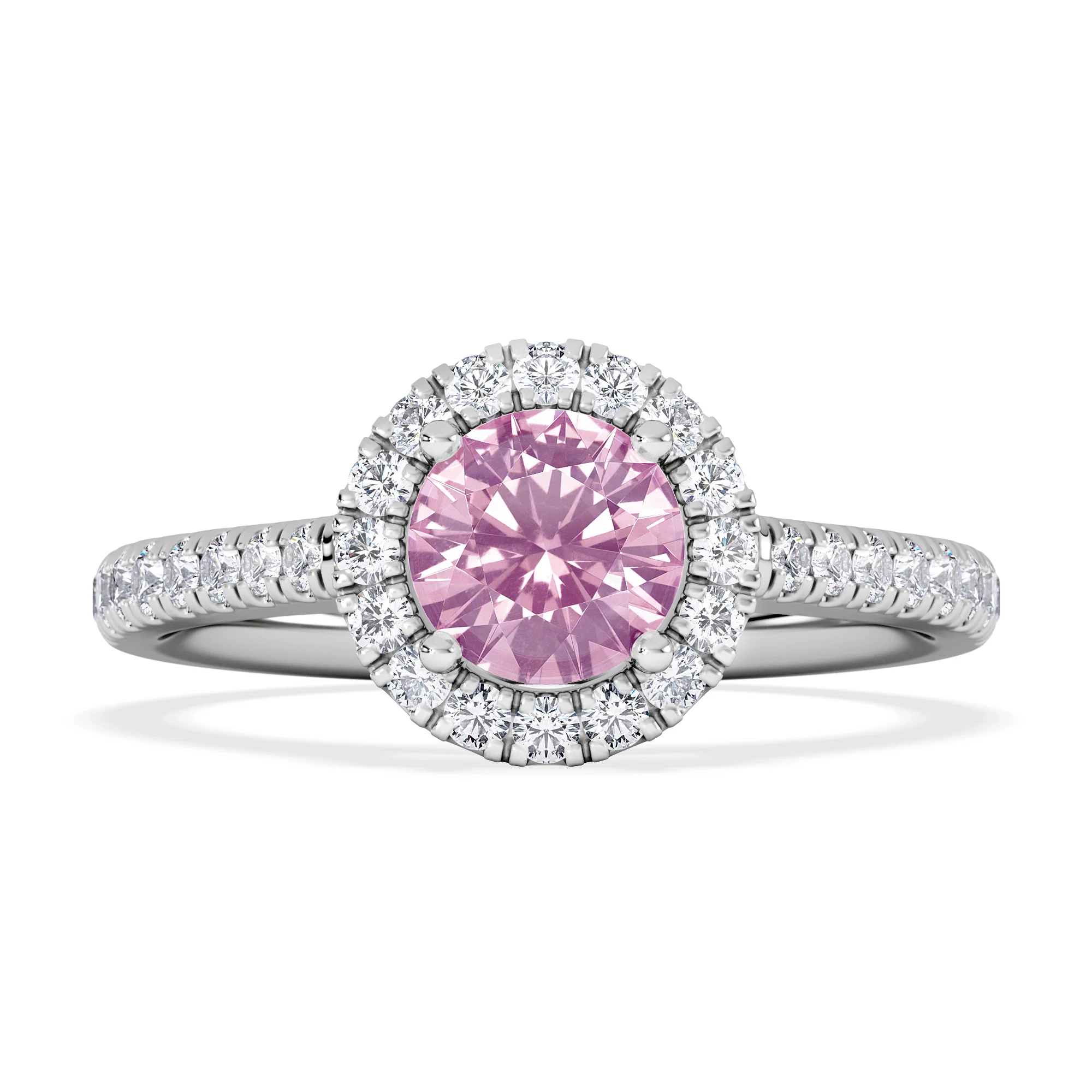 Halo 18K White Gold Diamond and Pink Sapphire Ring 0.36ct - Image 6