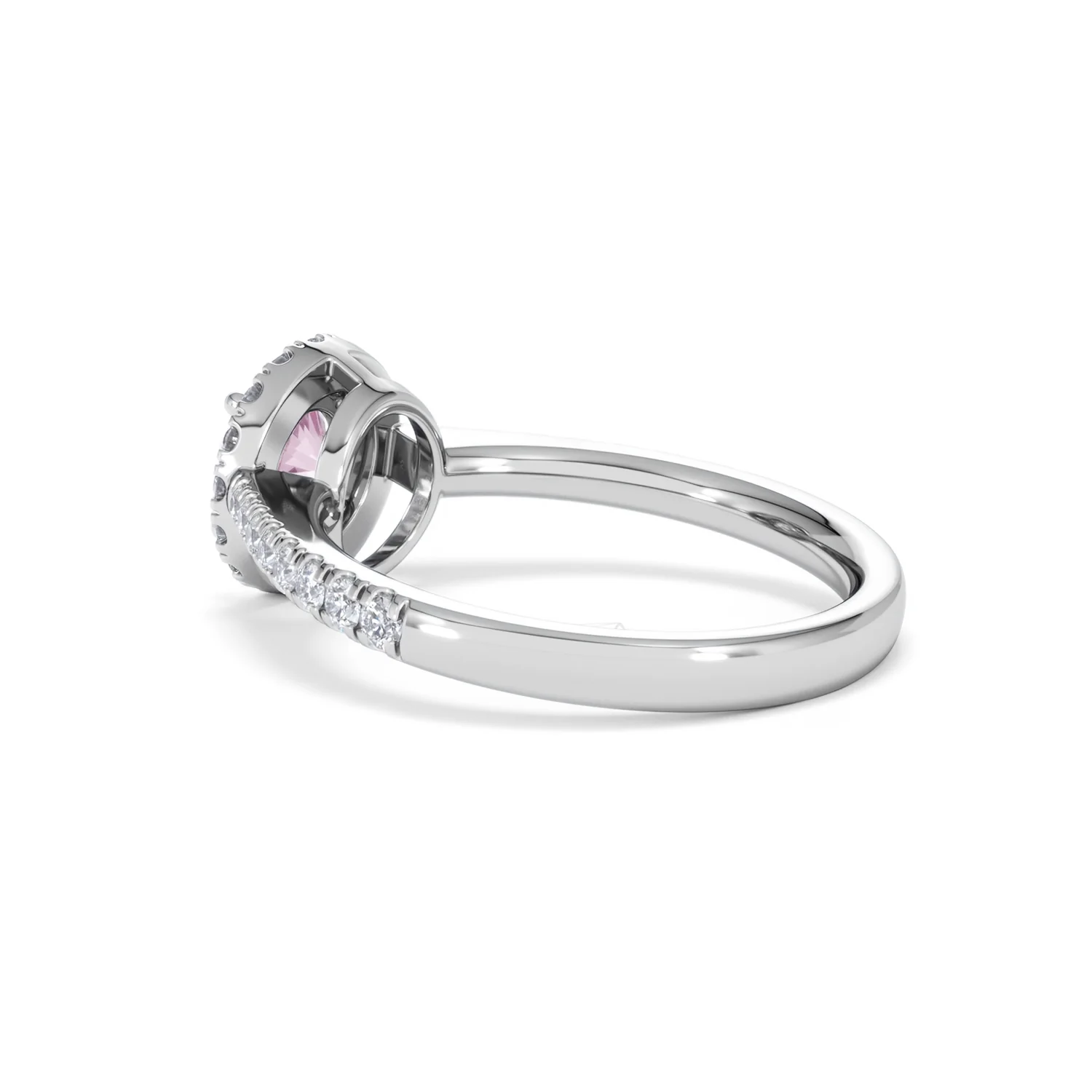 Halo 18K White Gold Diamond and Pink Sapphire Ring 0.36ct - Image 60