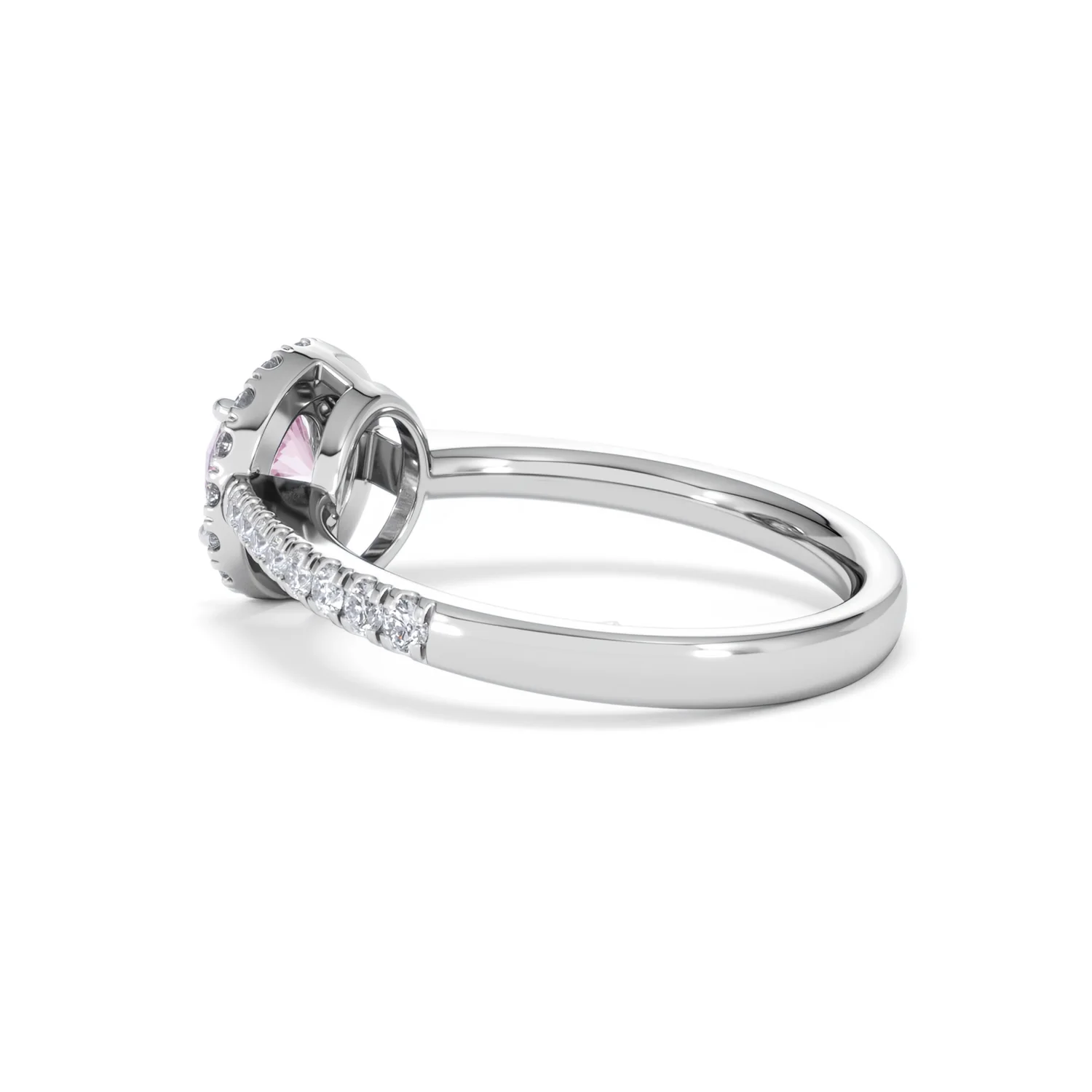 Halo 18K White Gold Diamond and Pink Sapphire Ring 0.36ct - Image 61