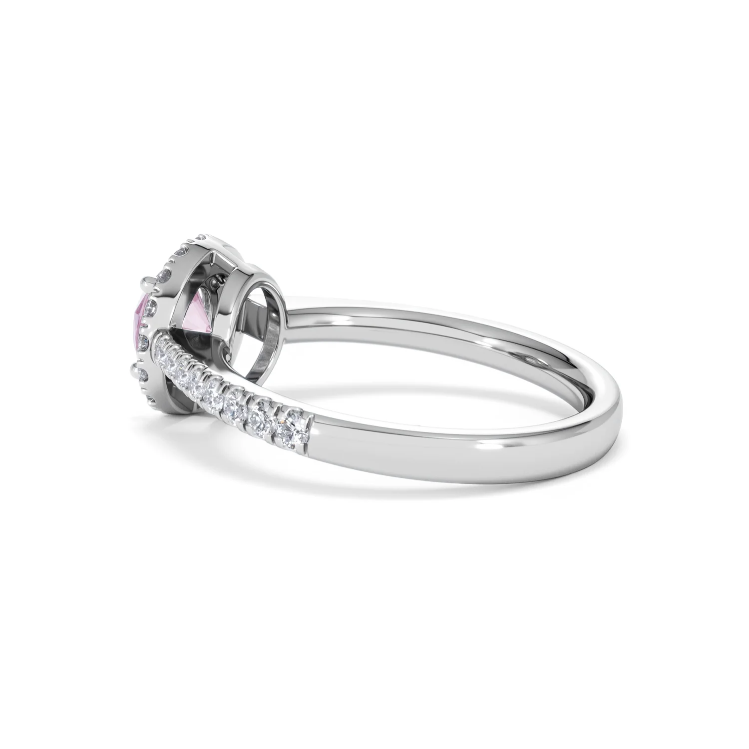 Halo 18K White Gold Diamond and Pink Sapphire Ring 0.36ct - Image 62