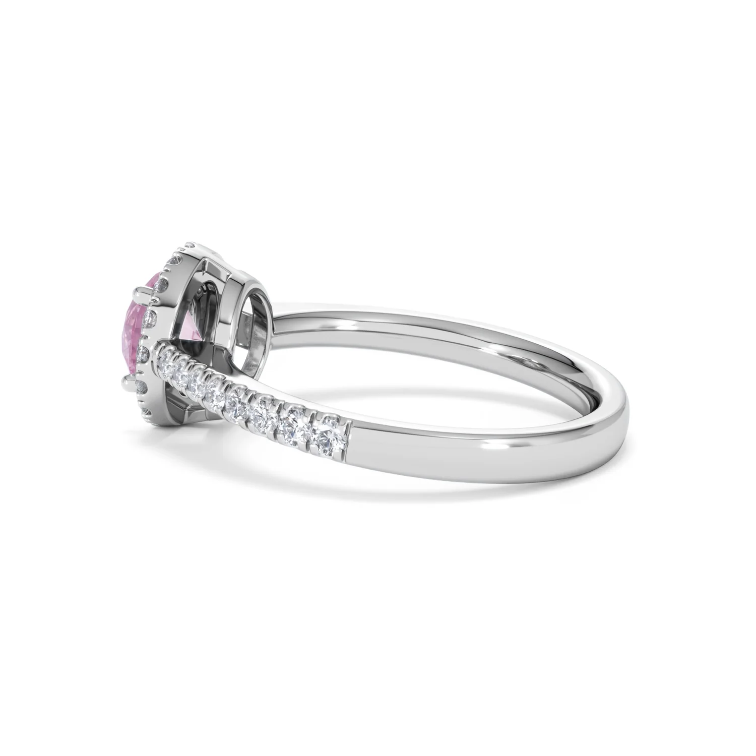 Halo 18K White Gold Diamond and Pink Sapphire Ring 0.36ct - Image 64