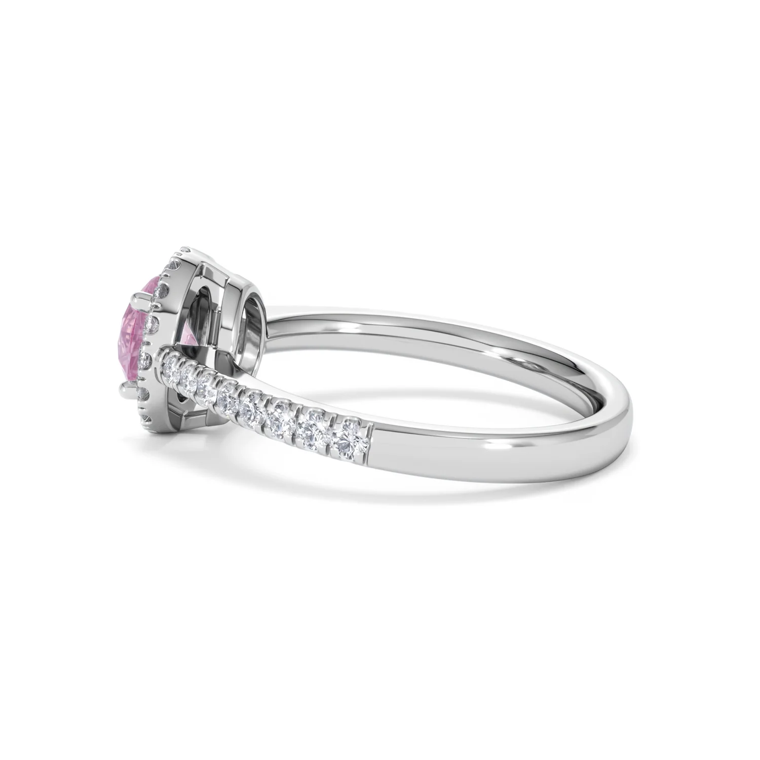 Halo 18K White Gold Diamond and Pink Sapphire Ring 0.36ct - Image 65