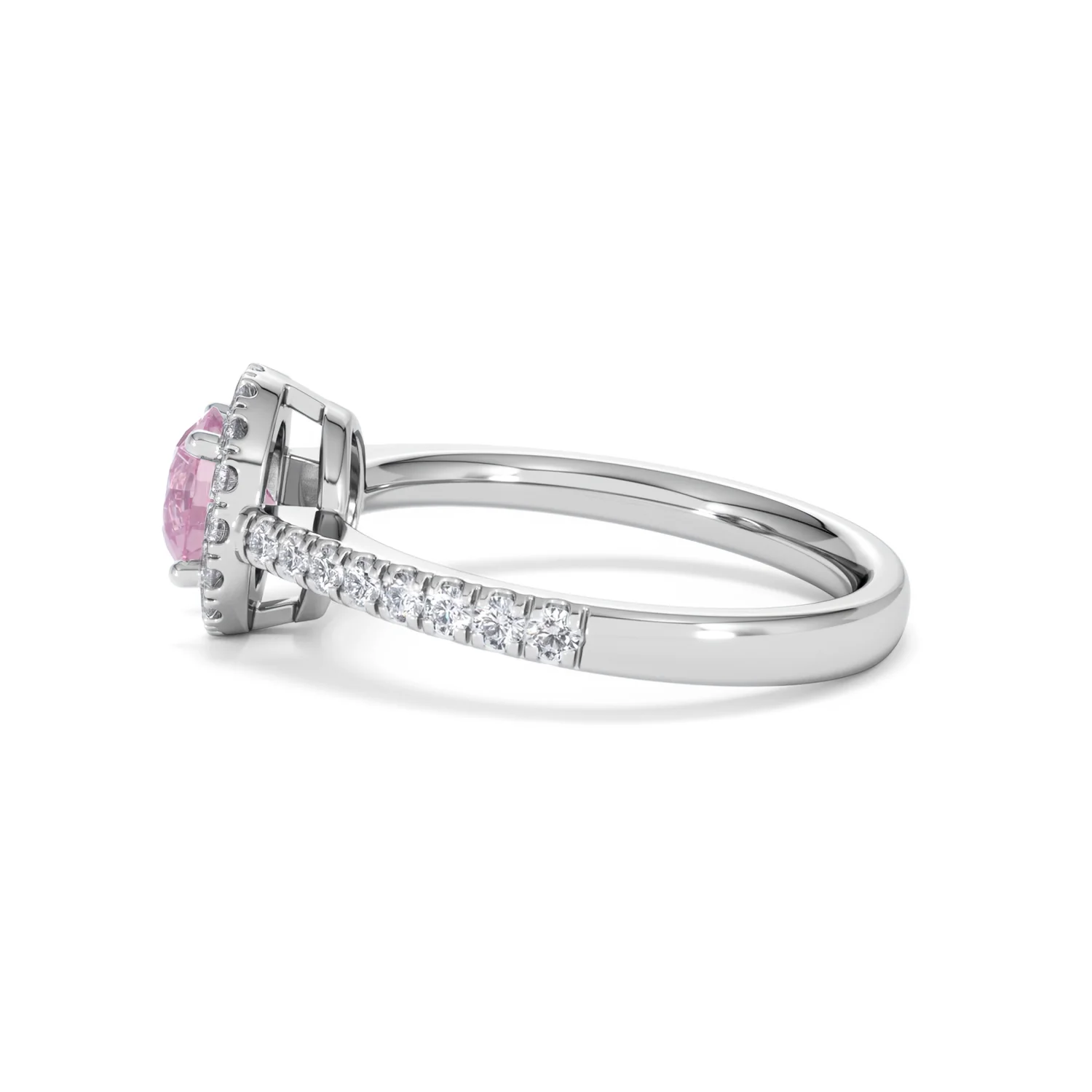 Halo 18K White Gold Diamond and Pink Sapphire Ring 0.36ct - Image 67