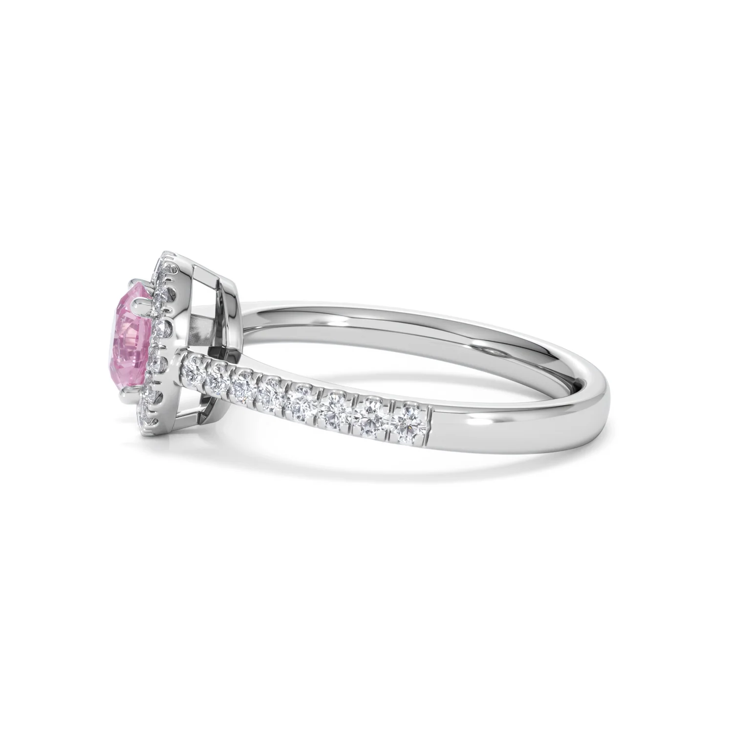 Halo 18K White Gold Diamond and Pink Sapphire Ring 0.36ct - Image 69